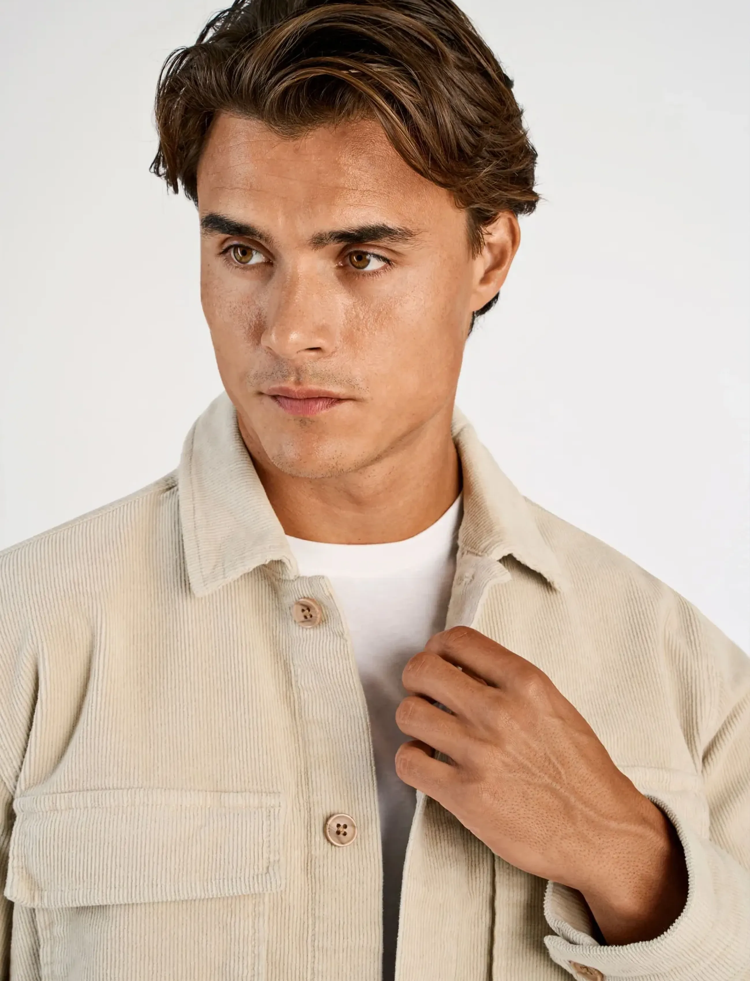 Lindbergh - Superflex corduroy overshirt - lt stone grey - 5