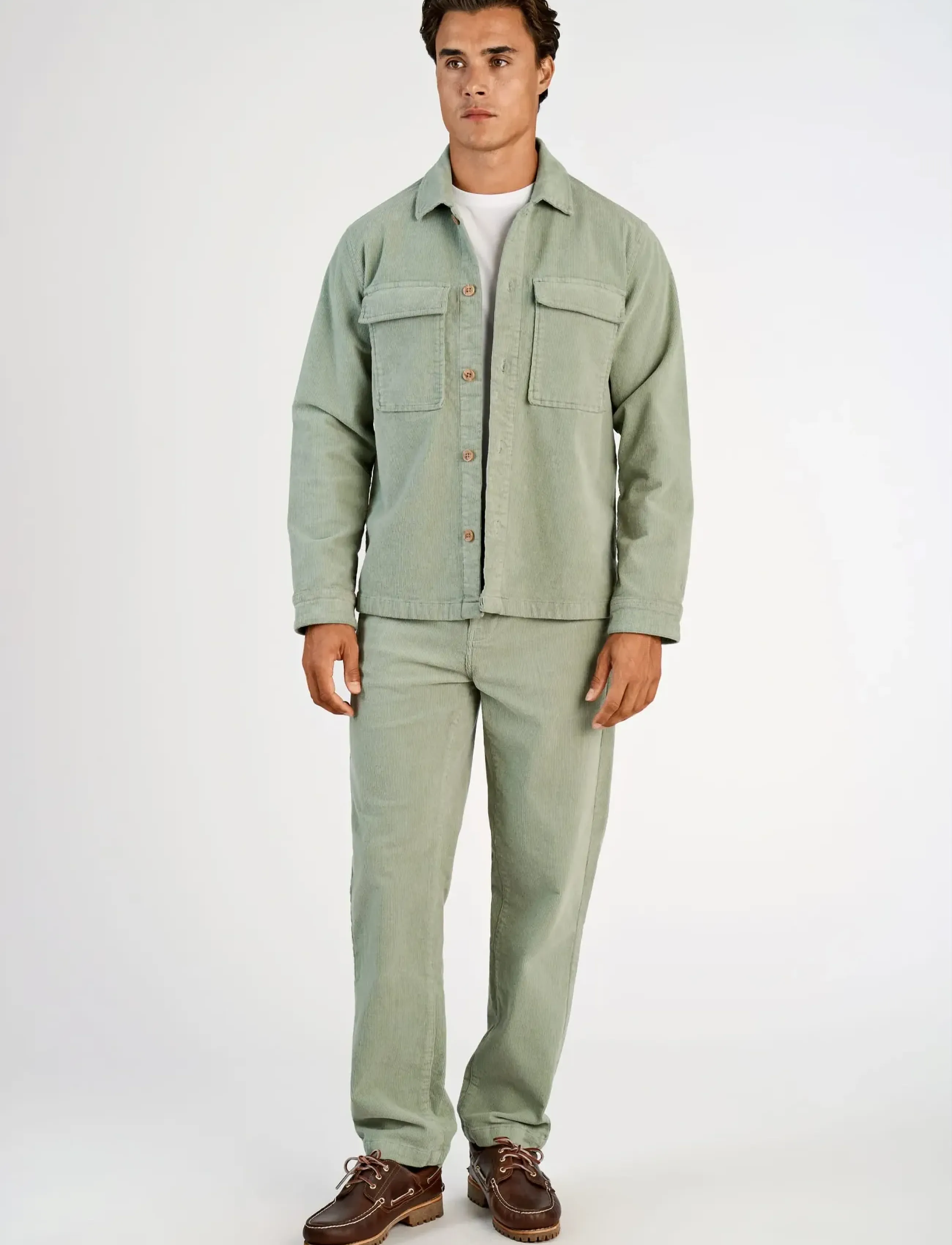 Lindbergh Superflex corduroy overshirt - Looks for less - SAGE GREEN / green