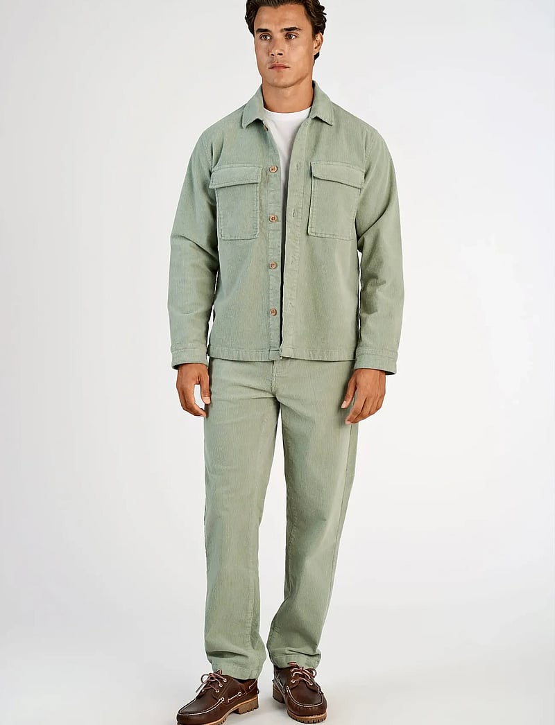 Lindbergh - Superflex corduroy overshirt - kollektionen - sage green - 0