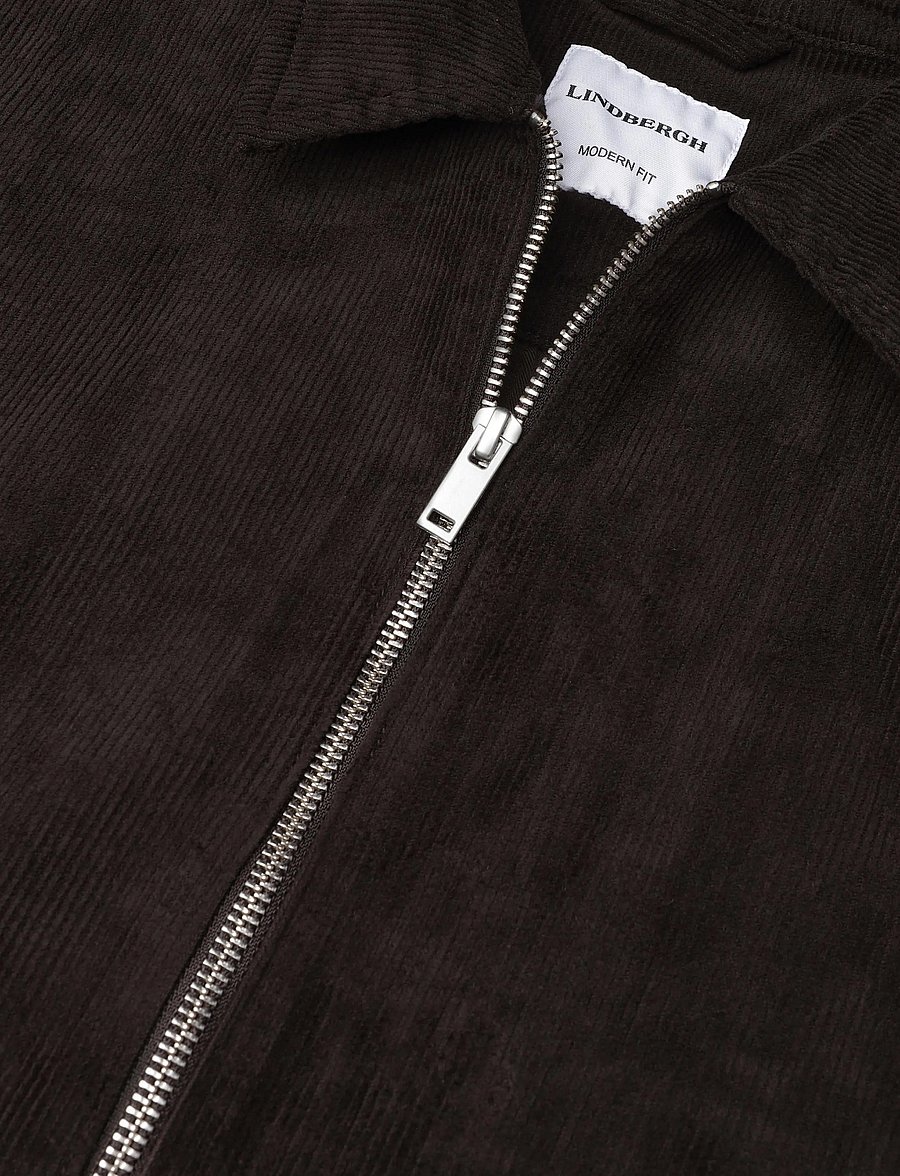 Lindbergh - Superflex corduroy zip-through over - höstjackor - dk brown - 2
