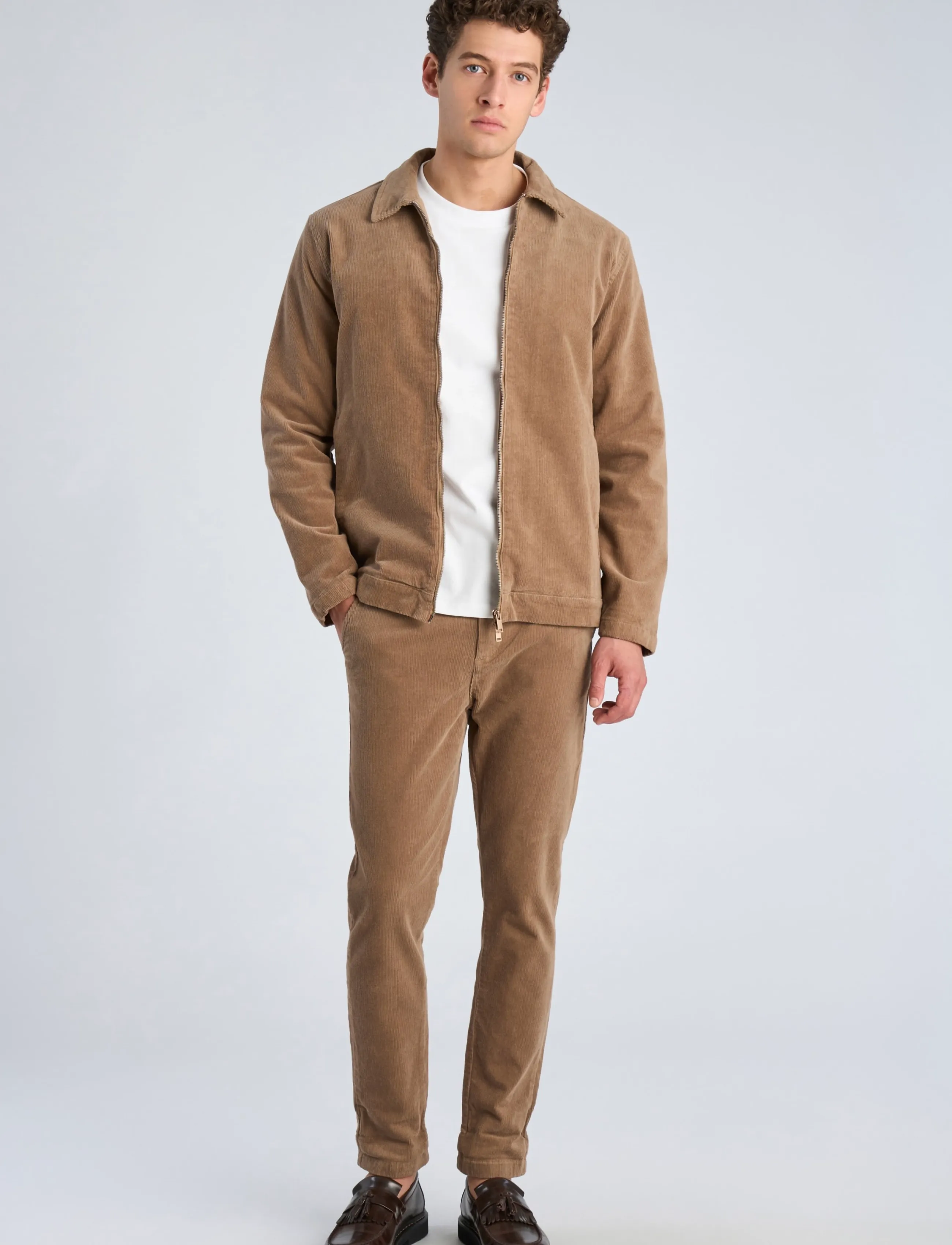 Lindbergh Superflex corduroy zip-through over - Outerwear - LT SAND / beige