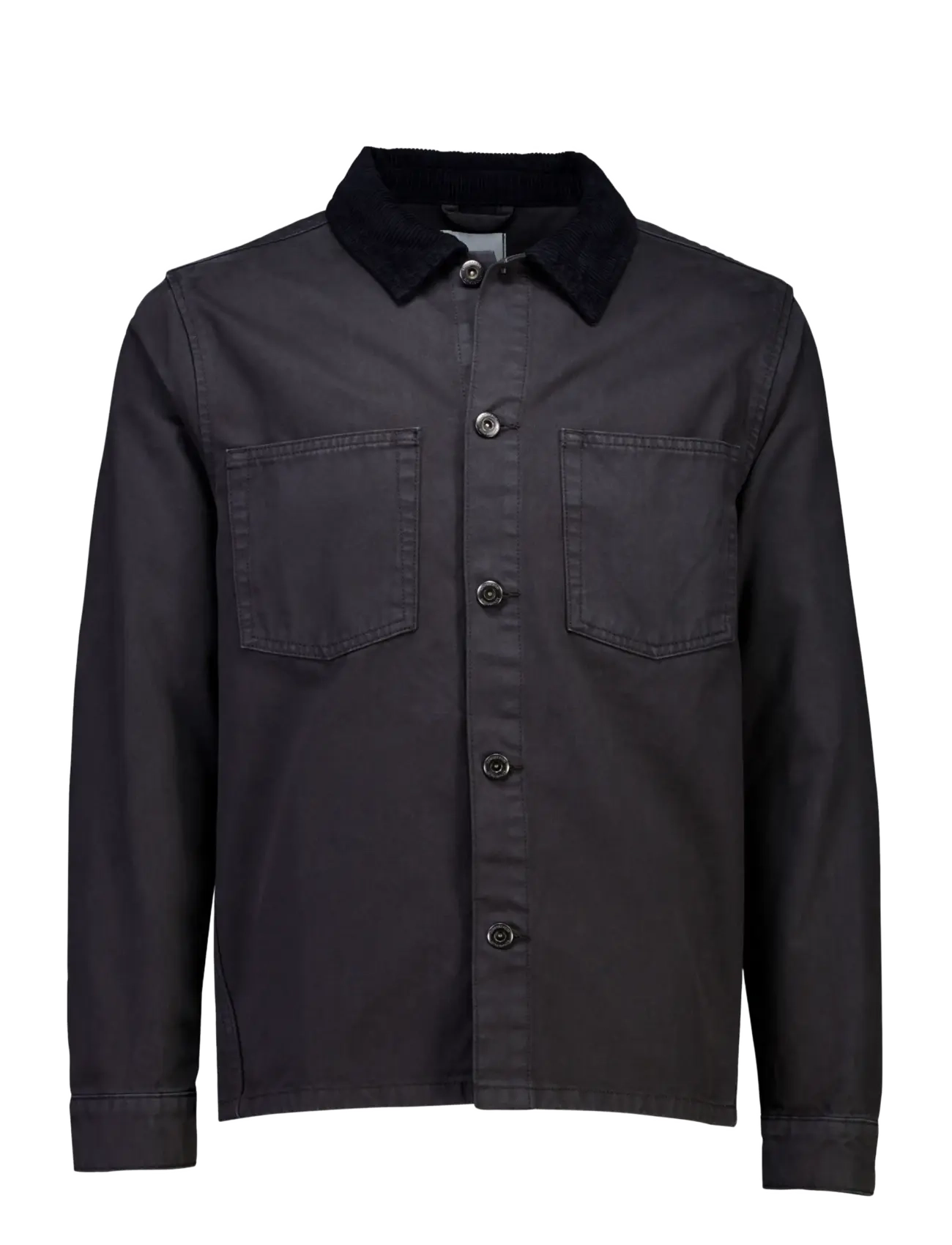 Lindbergh - Corduroy collar twill overshirt - ink grey - 1