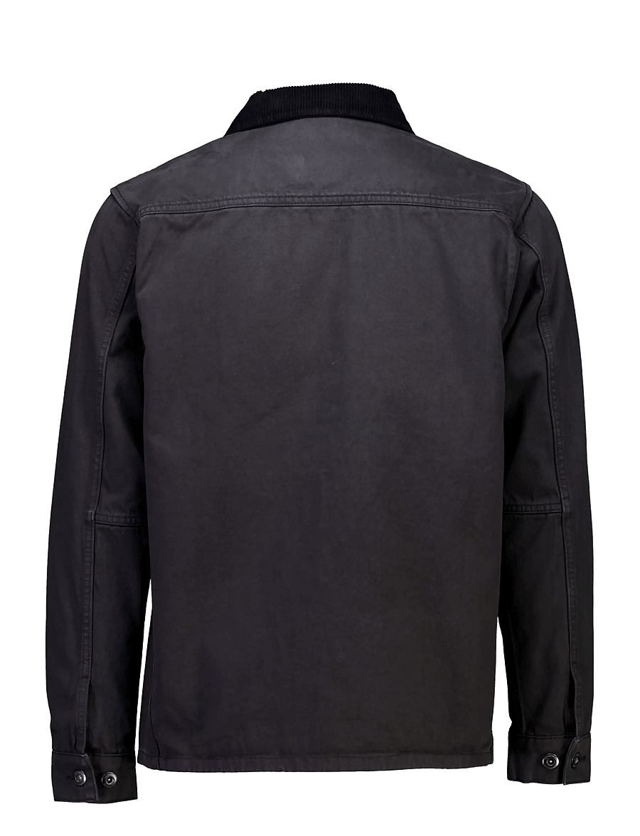 Lindbergh - Corduroy collar twill overshirt - ink grey - 2