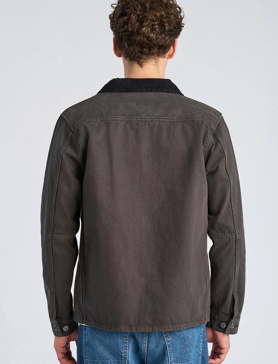 Lindbergh - Corduroy collar twill overshirt - ink grey - 4