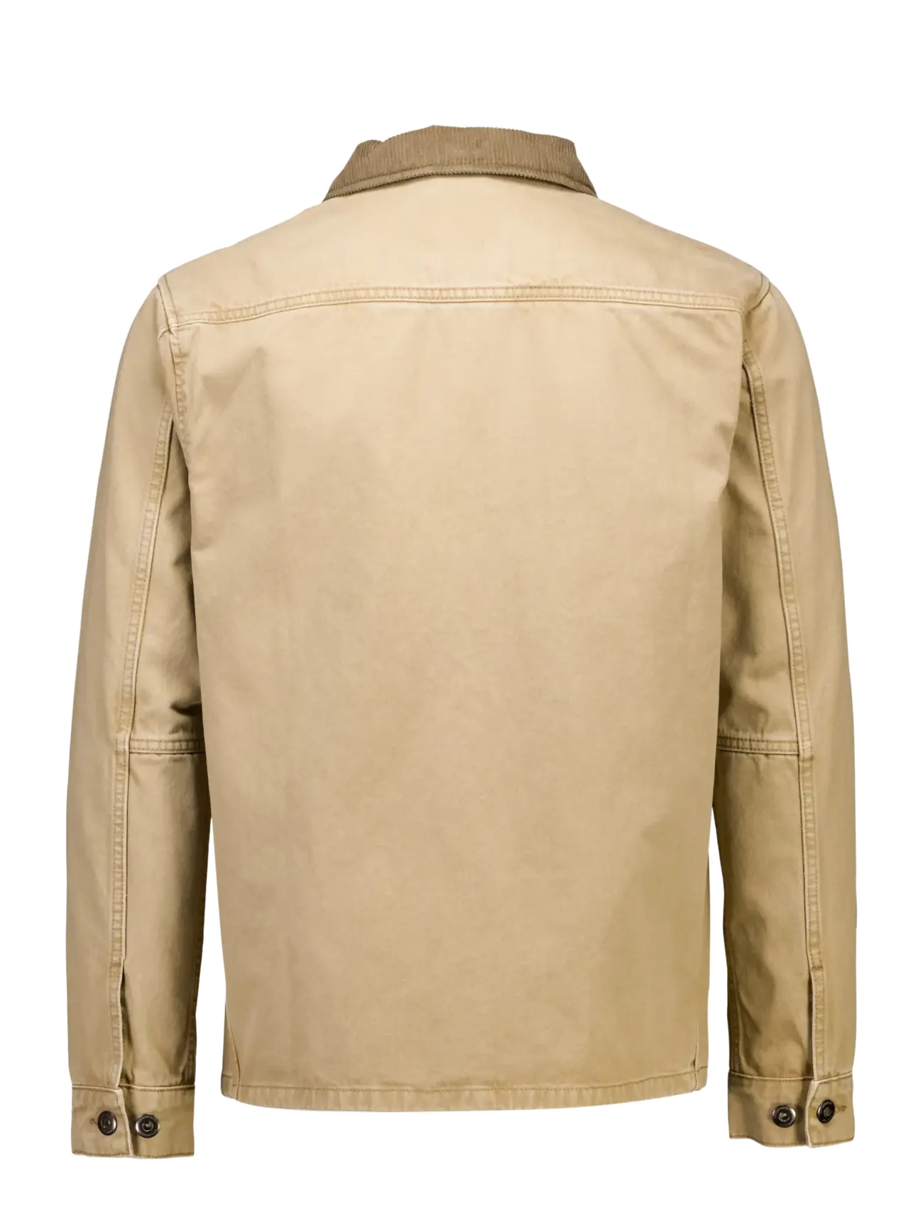 Lindbergh - Corduroy collar twill overshirt - fall jackets - sand - 2