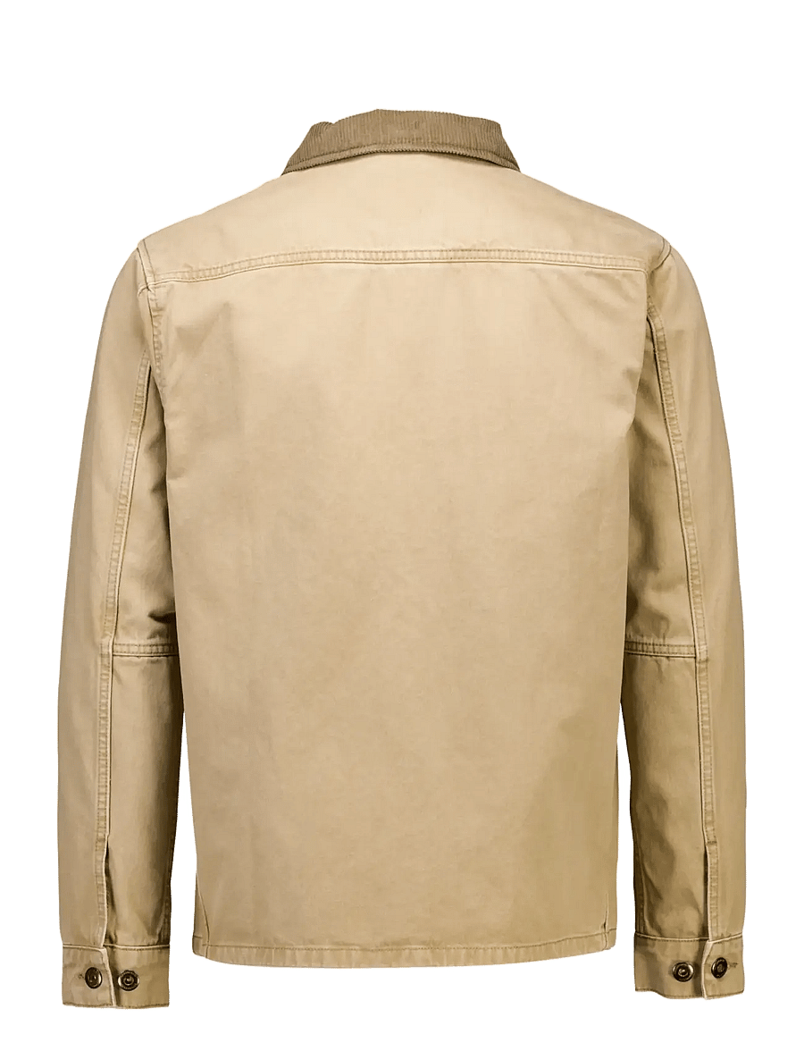 Lindbergh - Corduroy collar twill overshirt - fall jackets - sand - 2