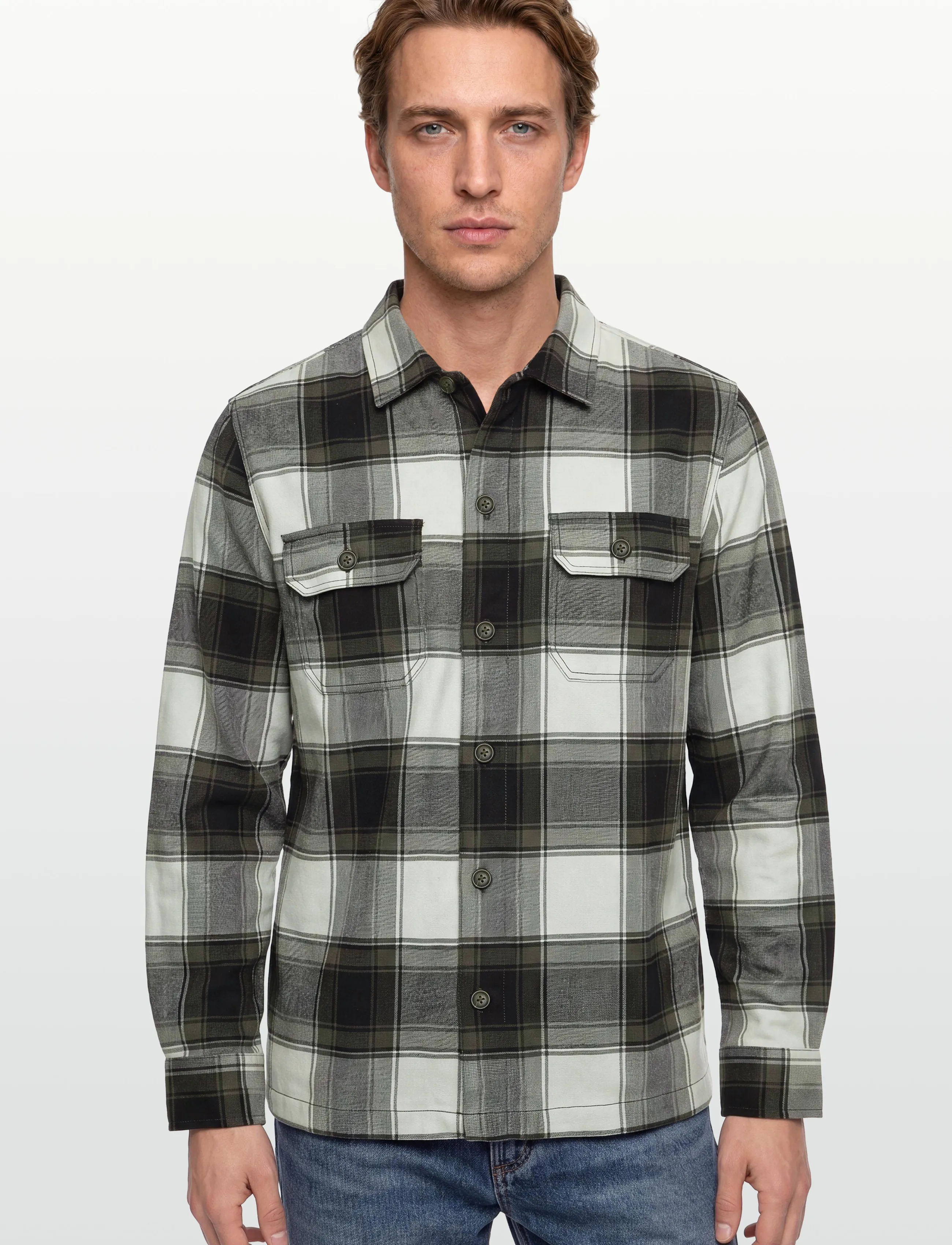 Lindbergh - Brushed structure overshirt - casual shirts - brown - 3