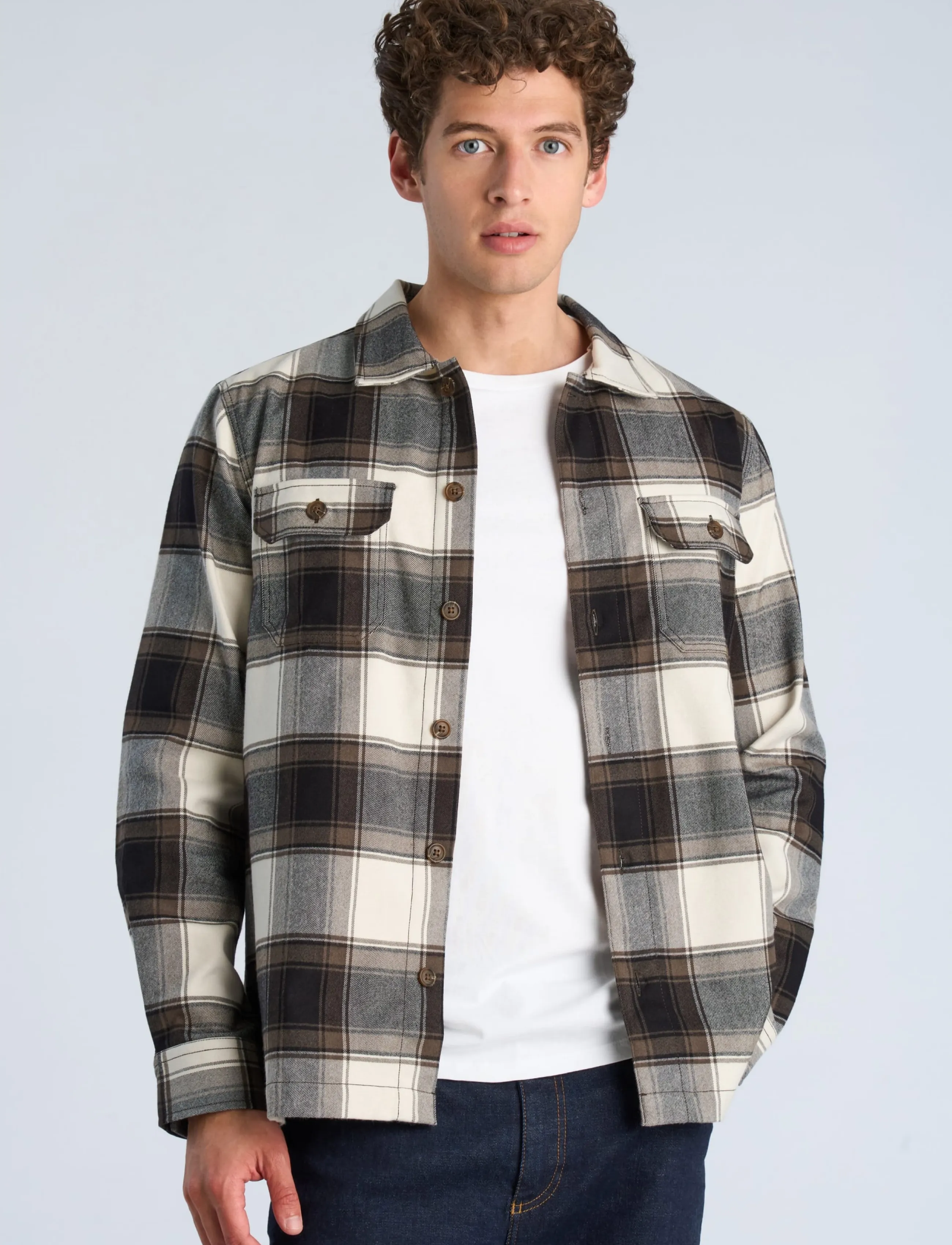 Lindbergh - Brushed structure overshirt - efterårstøj - brown - 3