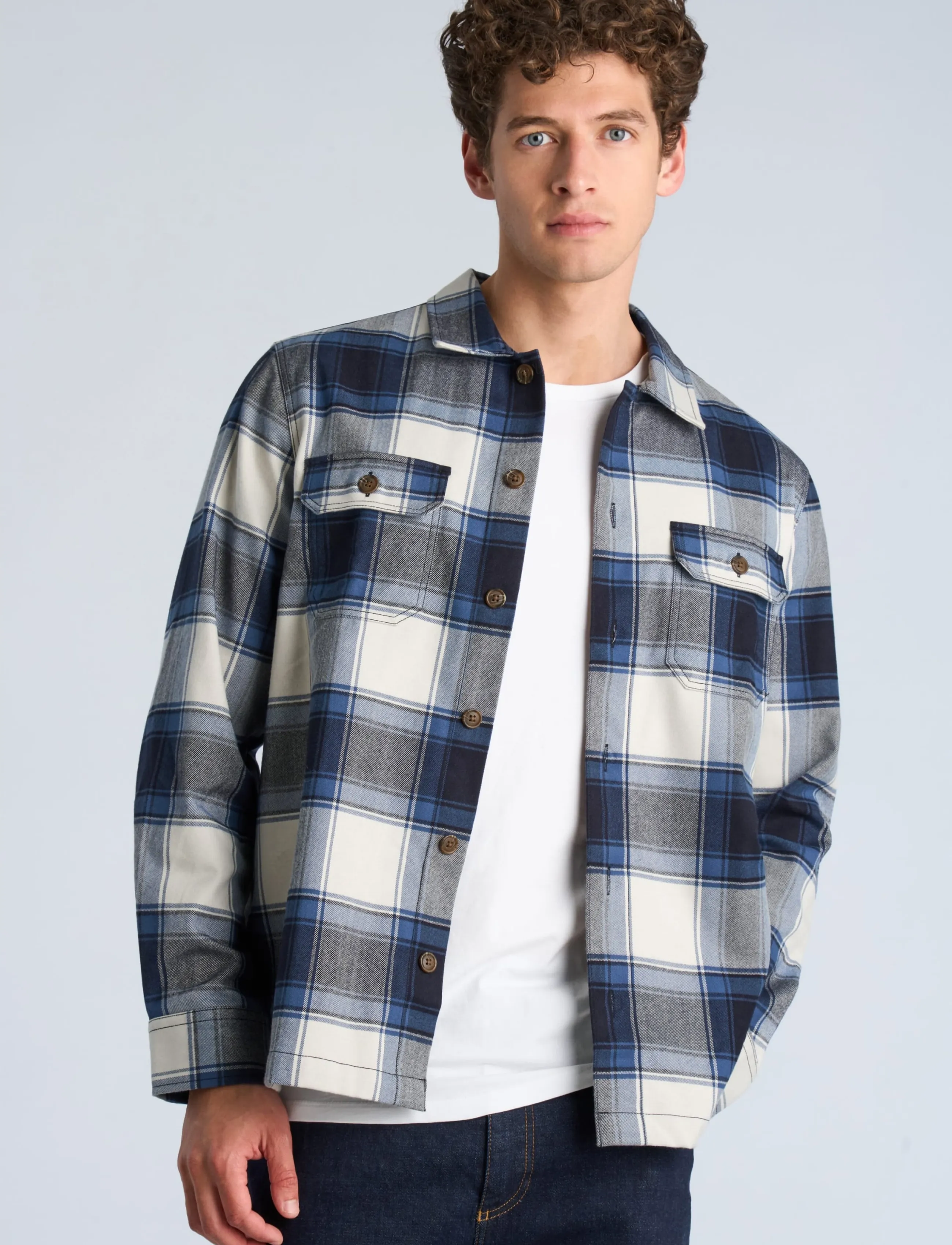 Lindbergh - Brushed structure overshirt - autumn clothing - navy - 3