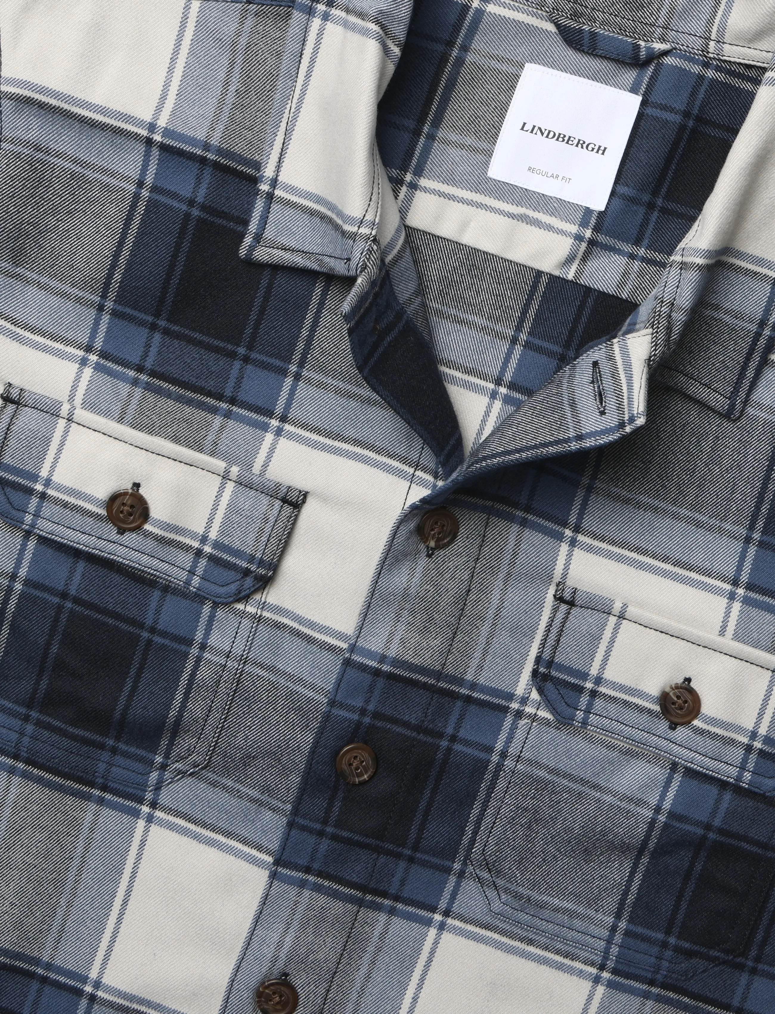 Lindbergh - Brushed structure overshirt - casual shirts - navy - 2