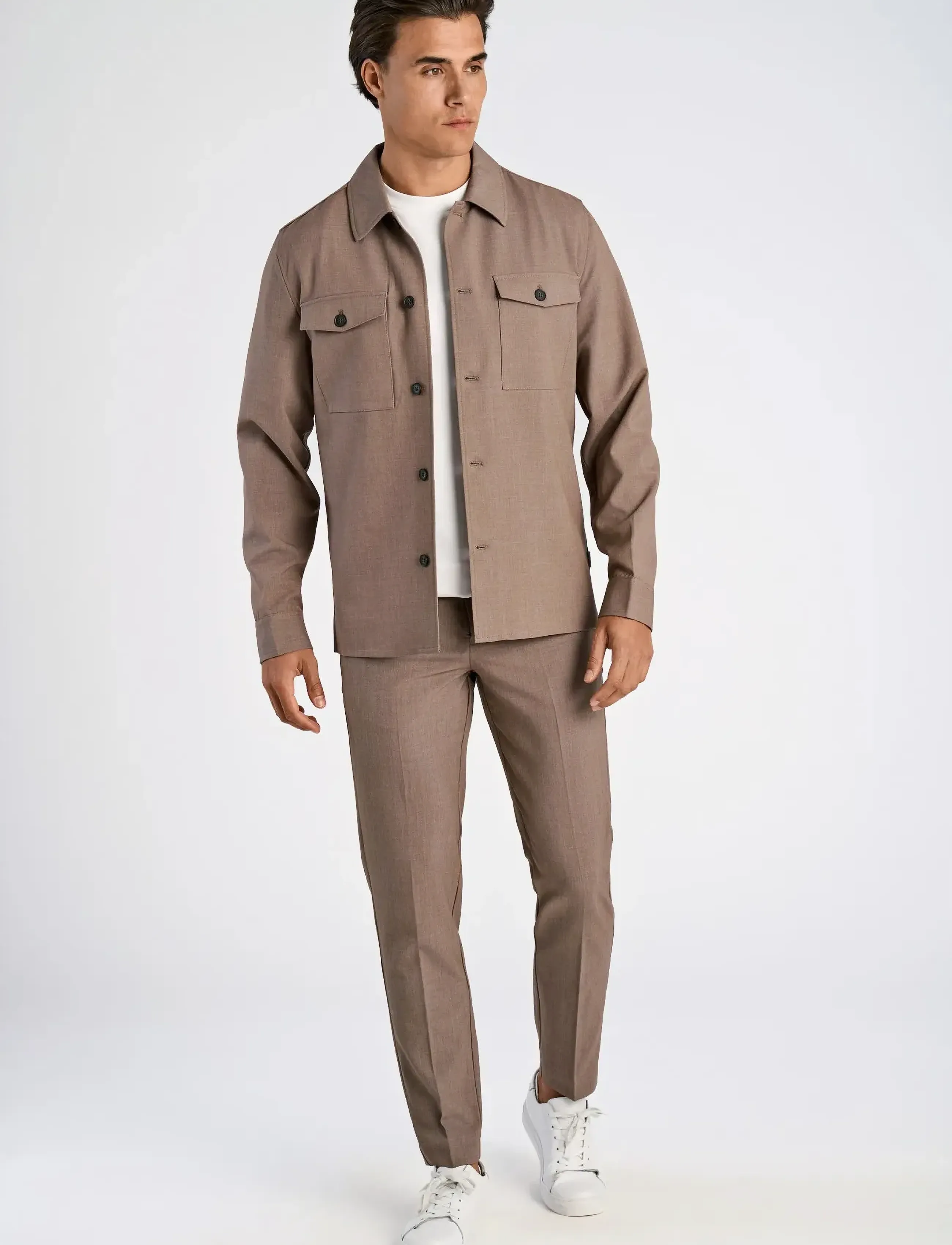 Lindbergh Superflex overshirt - Overshirts - BEIGE MIX / brown