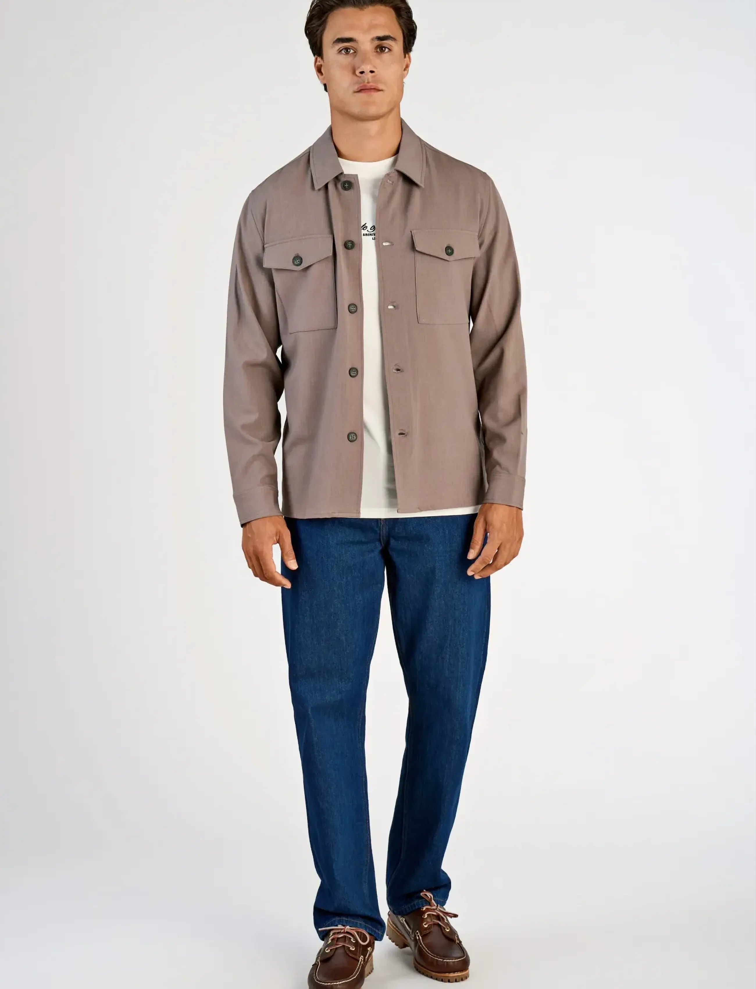 Lindbergh Superflex overshirt - Overshirts - DEEP SAND MEL / brown