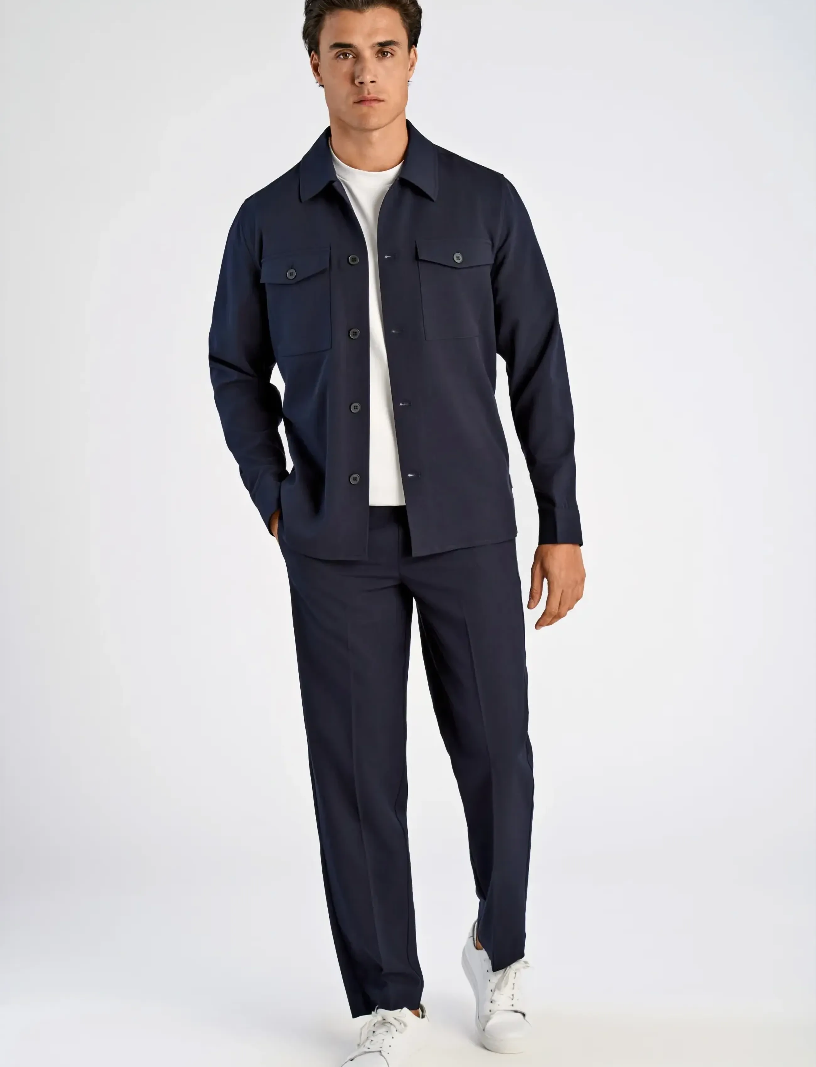 Lindbergh Relaxed Formal Overshirt, XL, Oberteile, Marineblau - Overshirts, Männerswear
