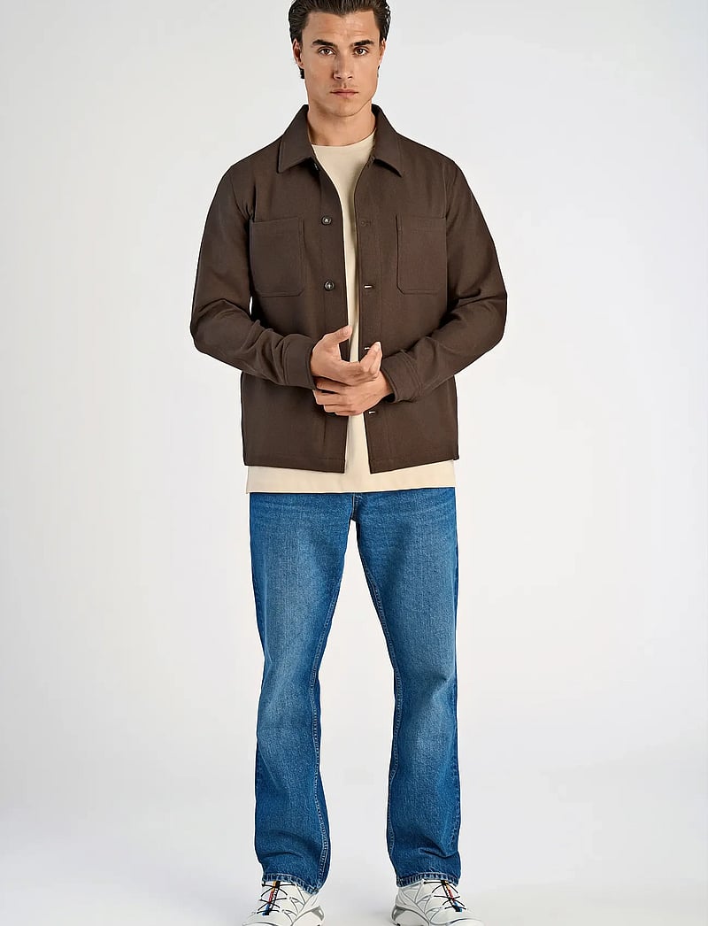 Lindbergh - Superflex brushed melange overshirt - kollektionen - brown mel - 4