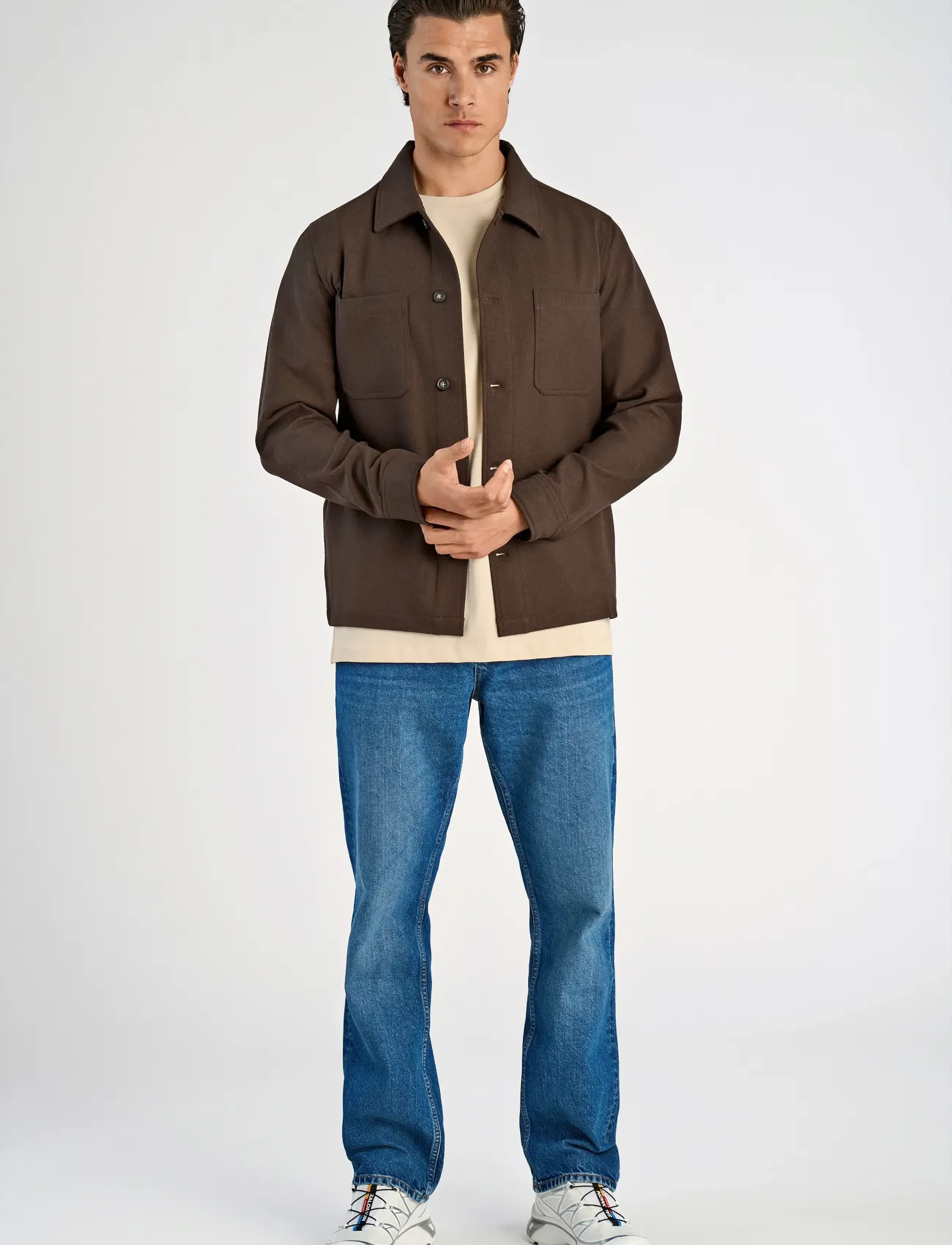 Lindbergh - Superflex brushed melange overshirt - kollektionen - brown mel - 4