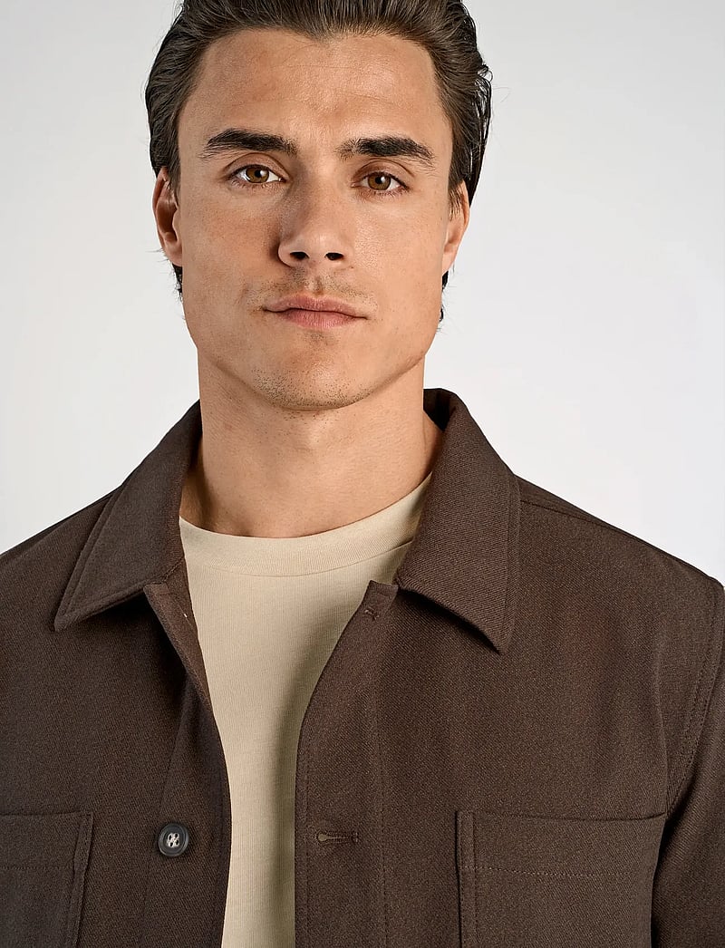 Lindbergh - Superflex brushed melange overshirt - kollektionen - brown mel - 5