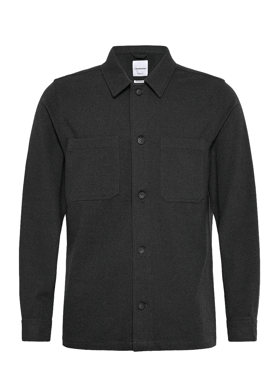 Lindbergh - Superflex brushed melange overshirt - collecties - dk grey mel - 1