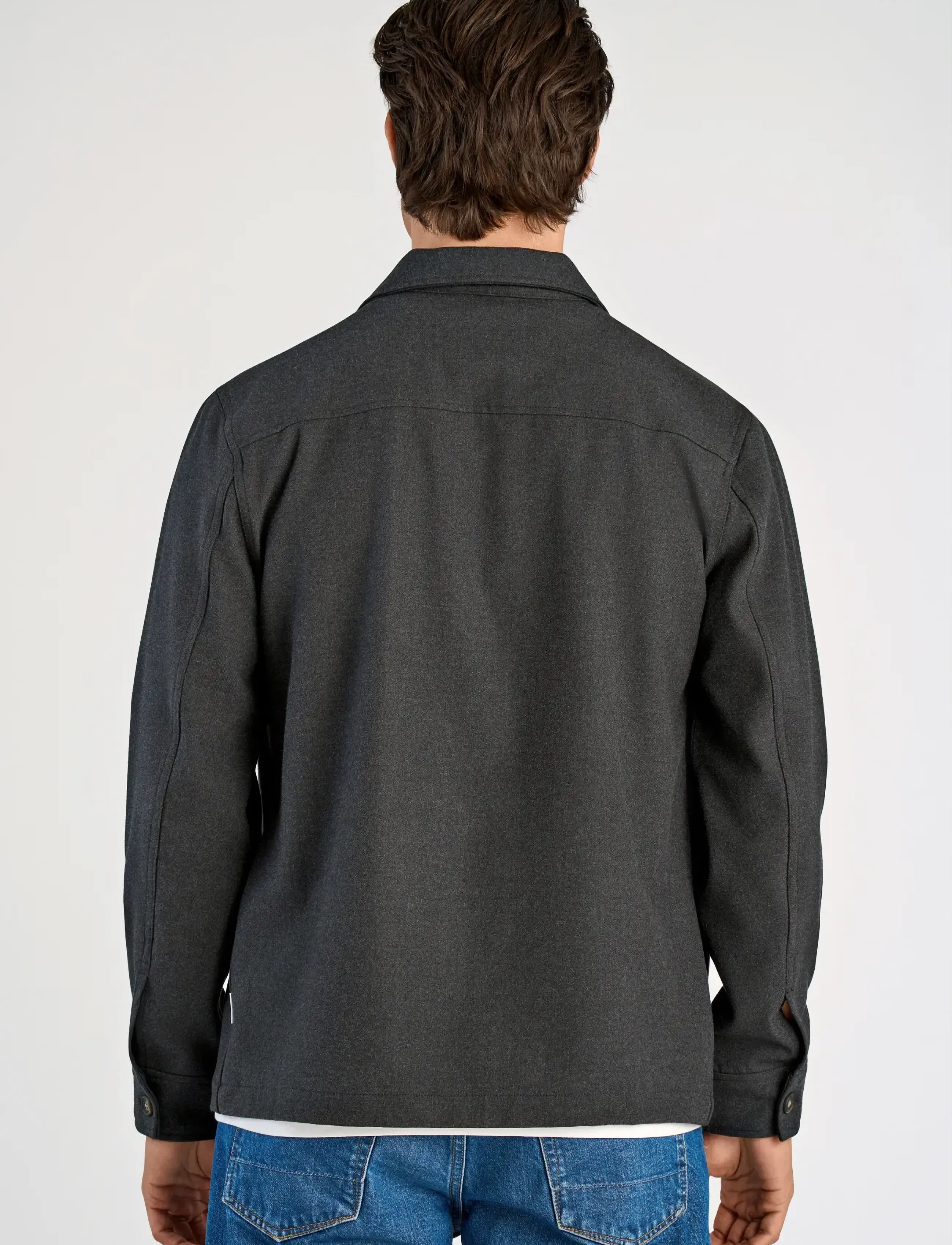 Lindbergh - Superflex brushed melange overshirt - kollektioner - dk grey mel - 3