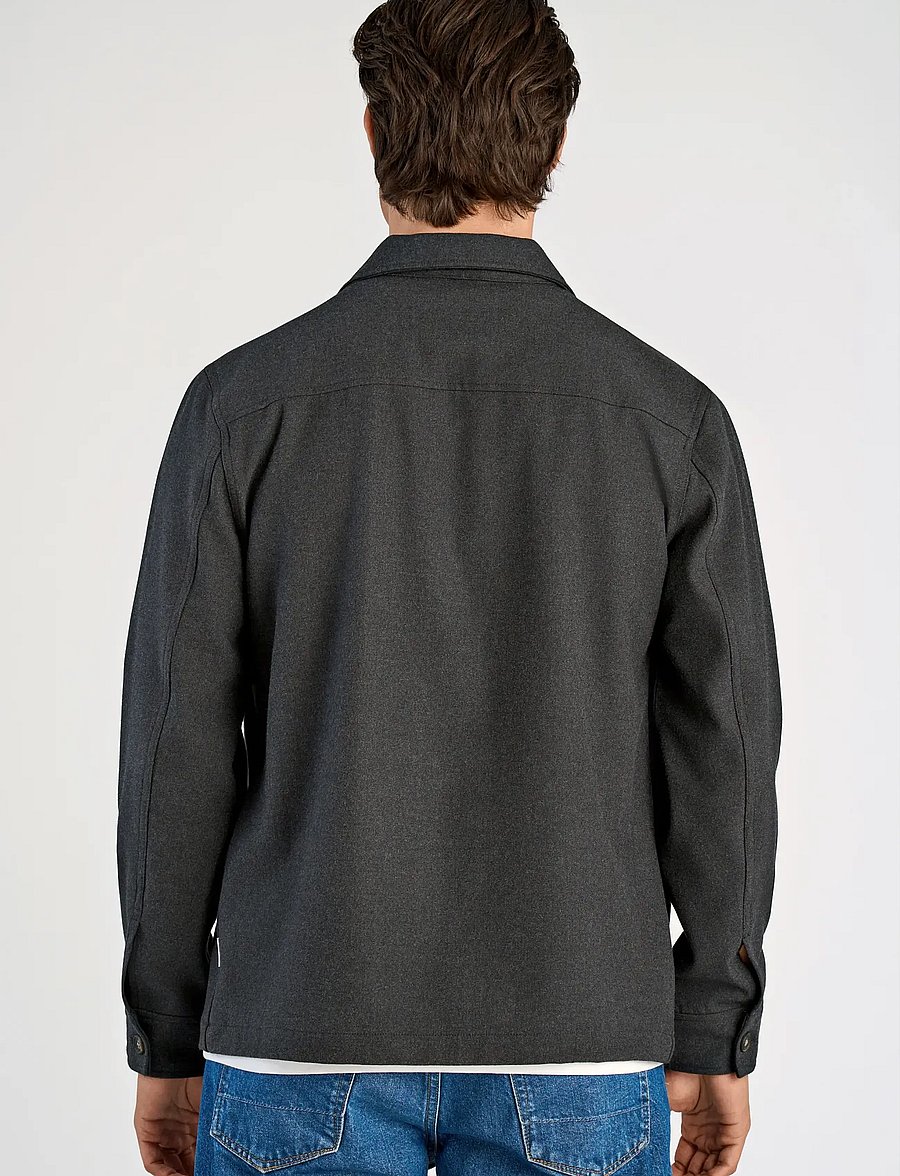Lindbergh - Superflex brushed melange overshirt - collecties - dk grey mel - 3
