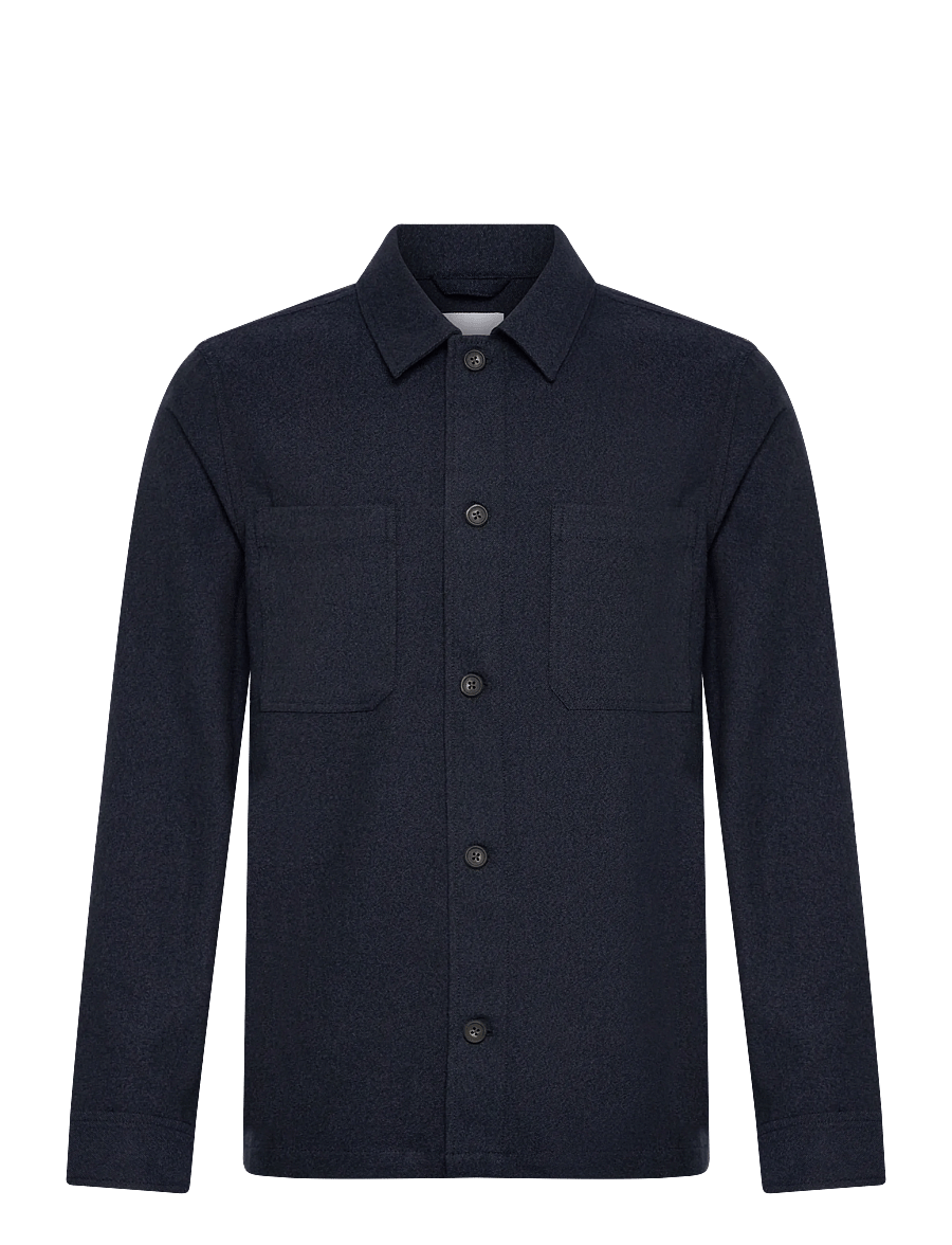 Lindbergh - Superflex brushed melange overshirt - kollektioner - navy mel - 0