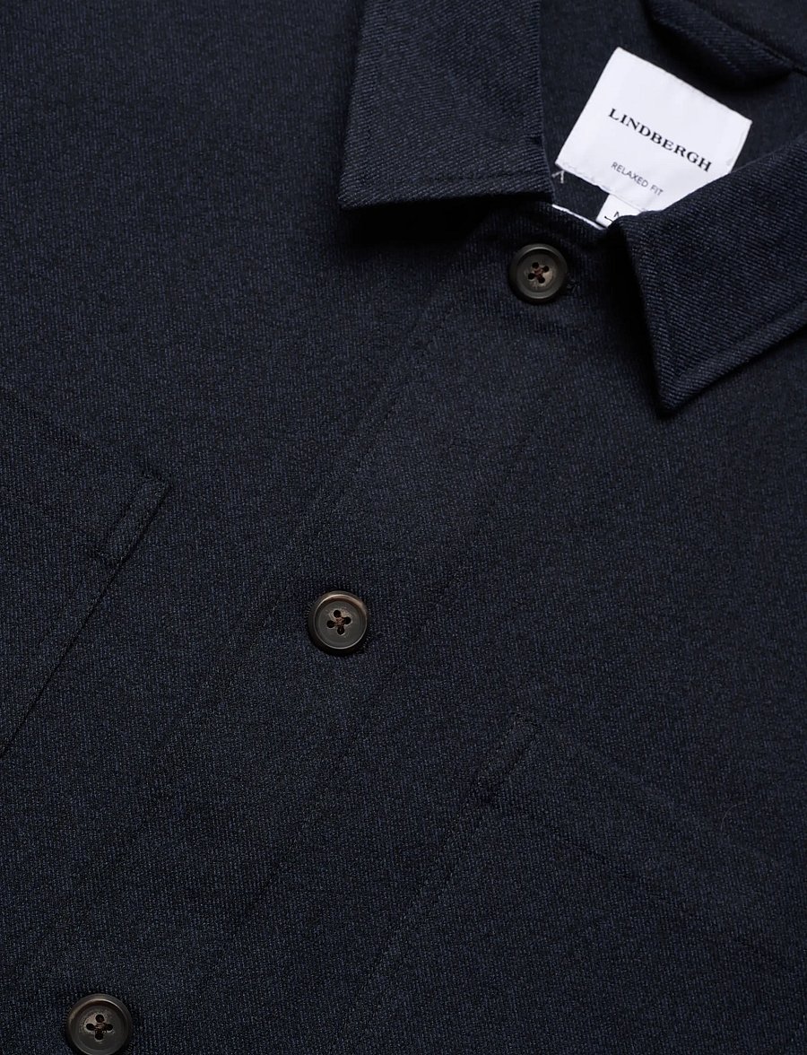 Lindbergh - Superflex brushed melange overshirt - kollektioner - navy mel - 2