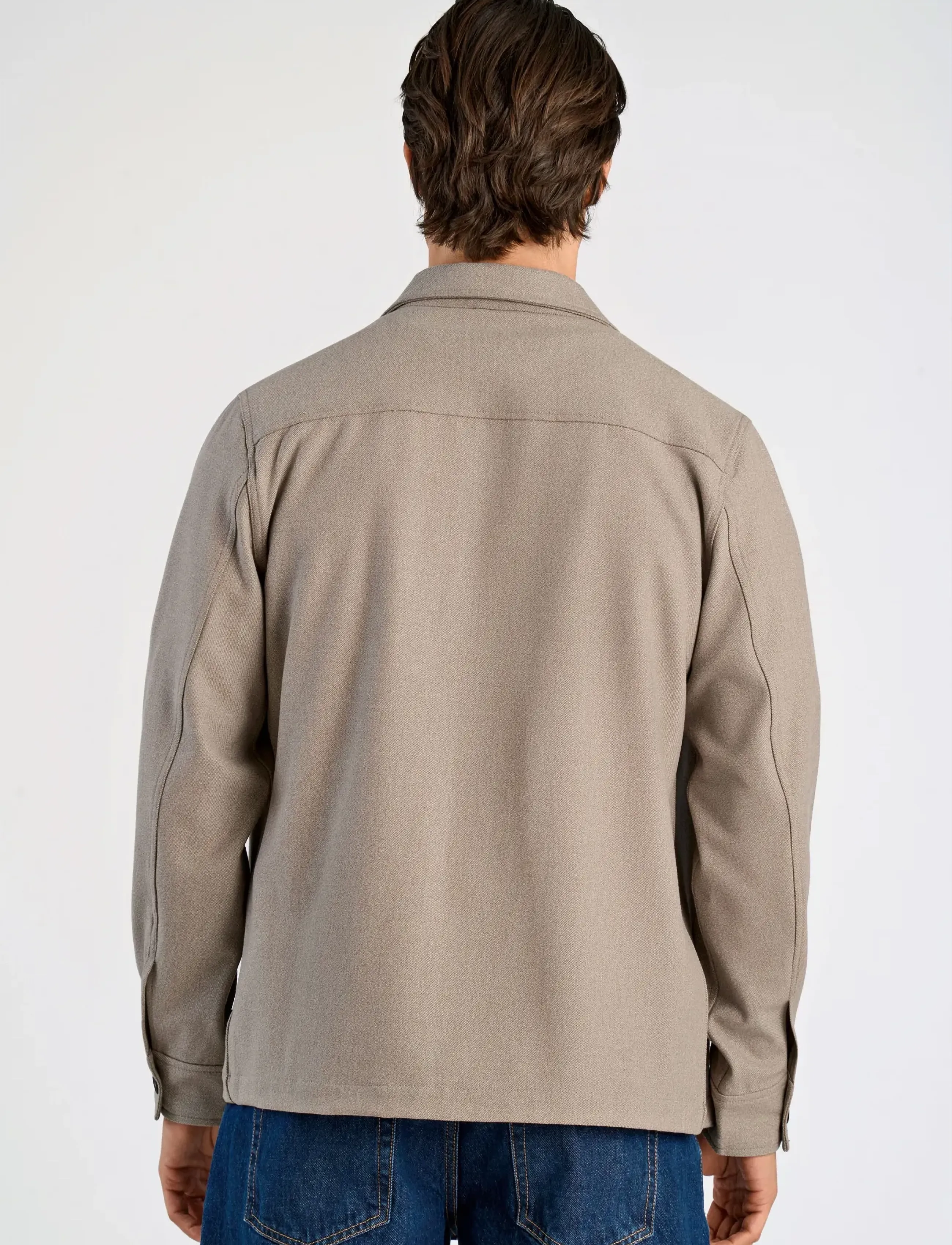 Lindbergh - Superflex brushed melange overshirt - kollektioner - stone mel - 3