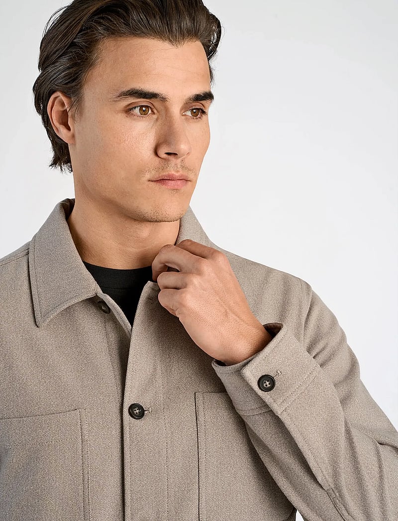 Lindbergh - Superflex brushed melange overshirt - kollektionen - stone mel - 5