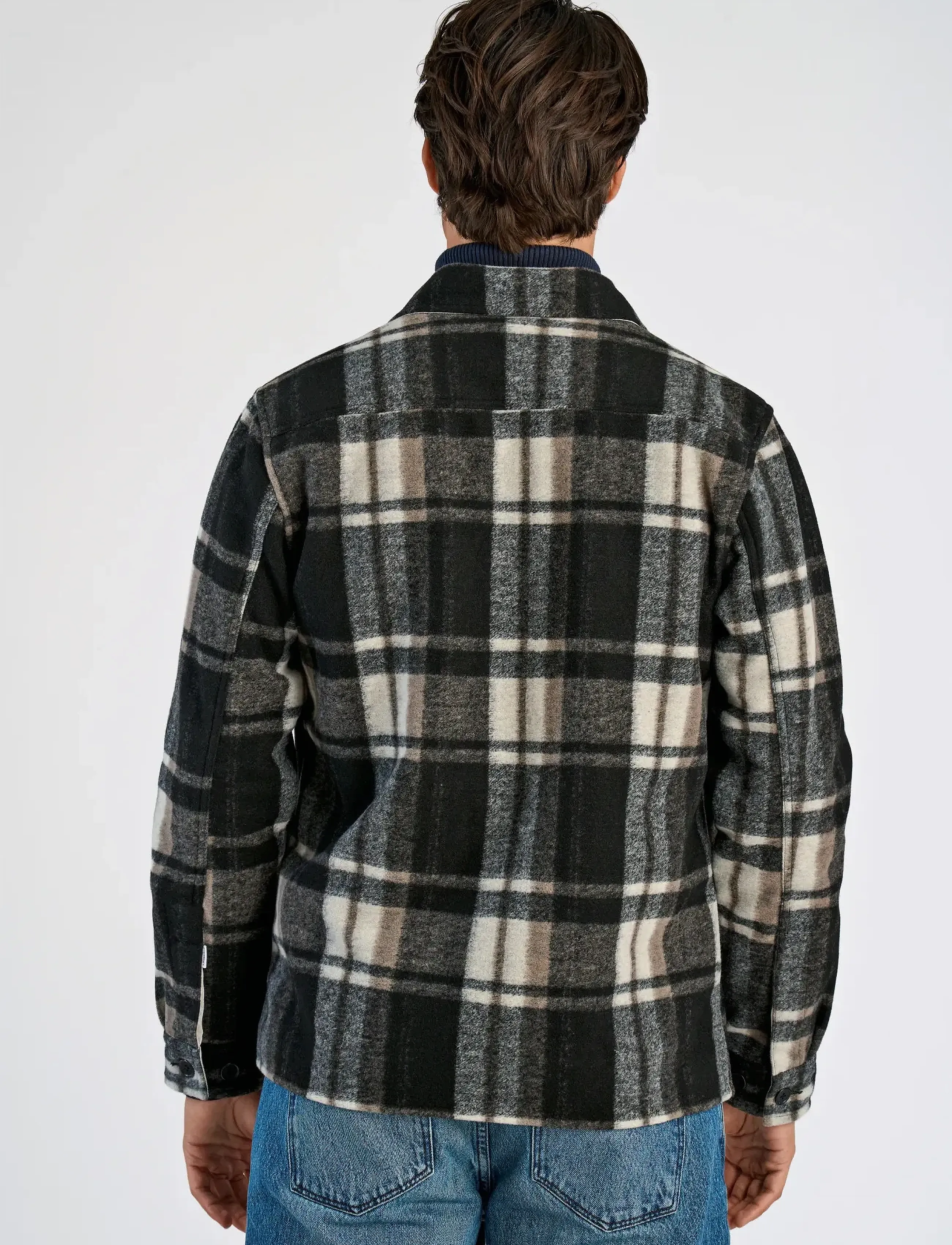 Lindbergh - Brushed check overshirt - men - black - 4