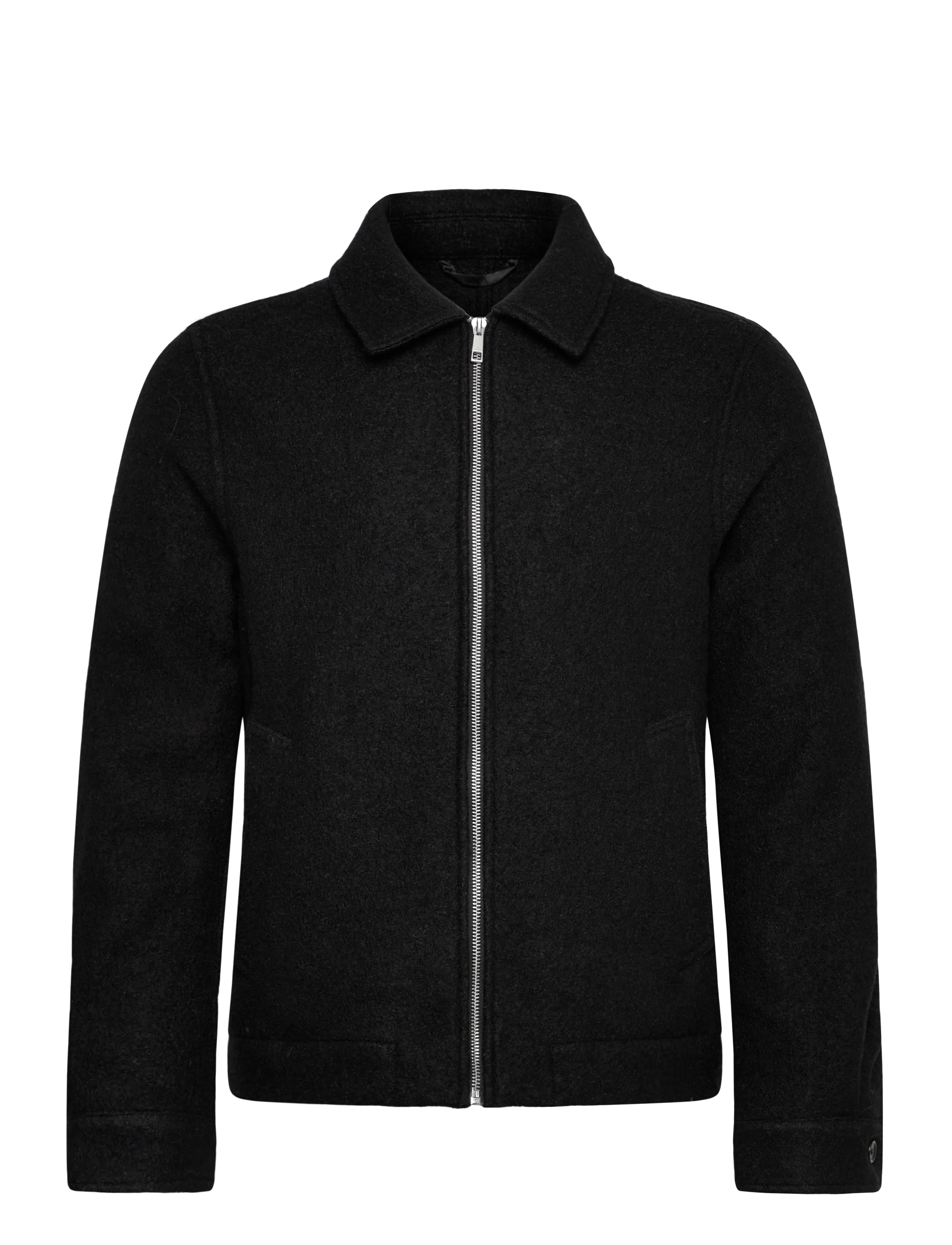 Lindbergh Wool blend zip through overshirt - Jacken - BLACK / black