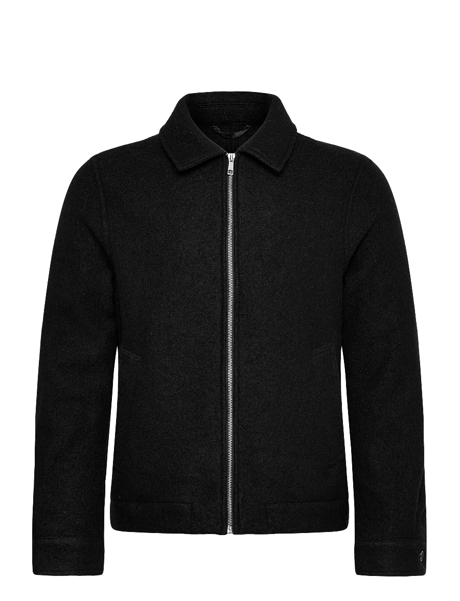 Lindbergh - Wool blend zip through overshirt - vårjackor - black - 0