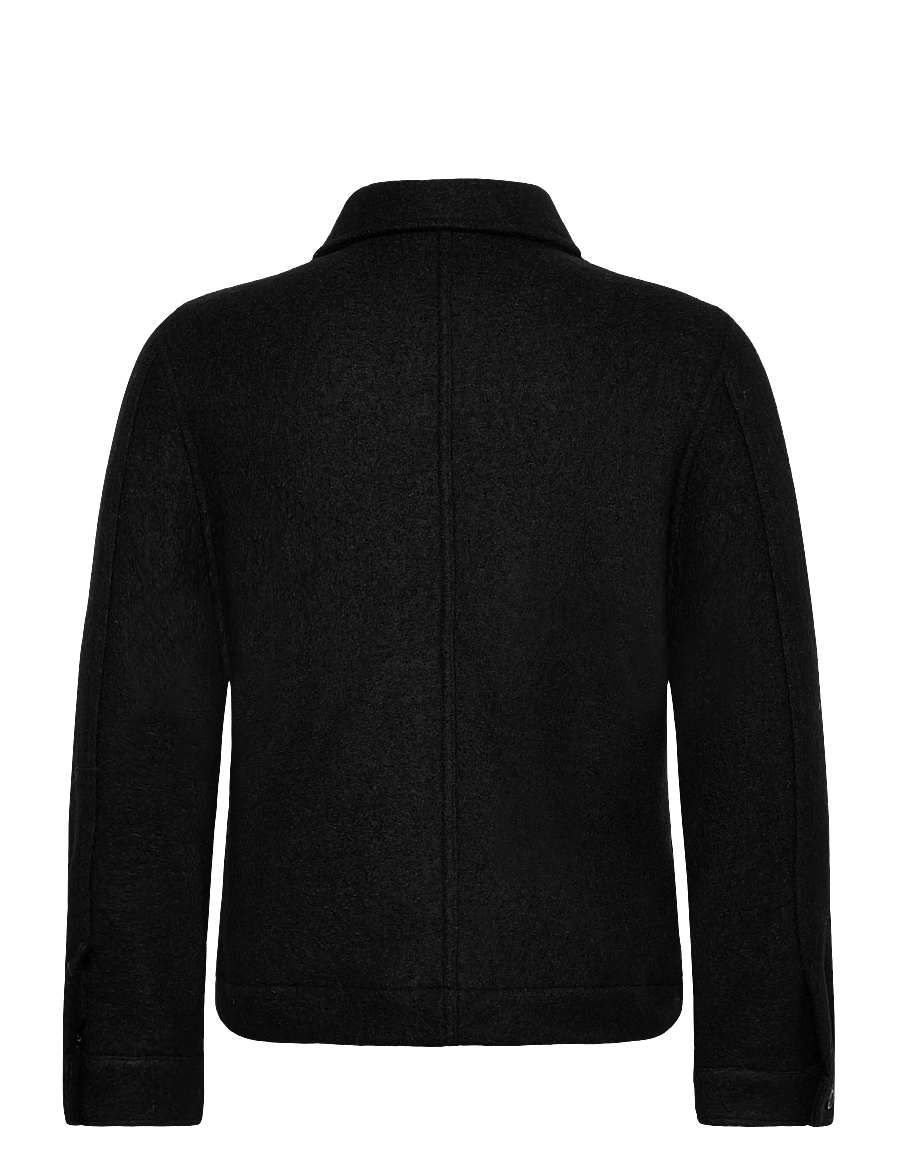 Lindbergh - Wool blend zip through overshirt - vårjackor - black - 1