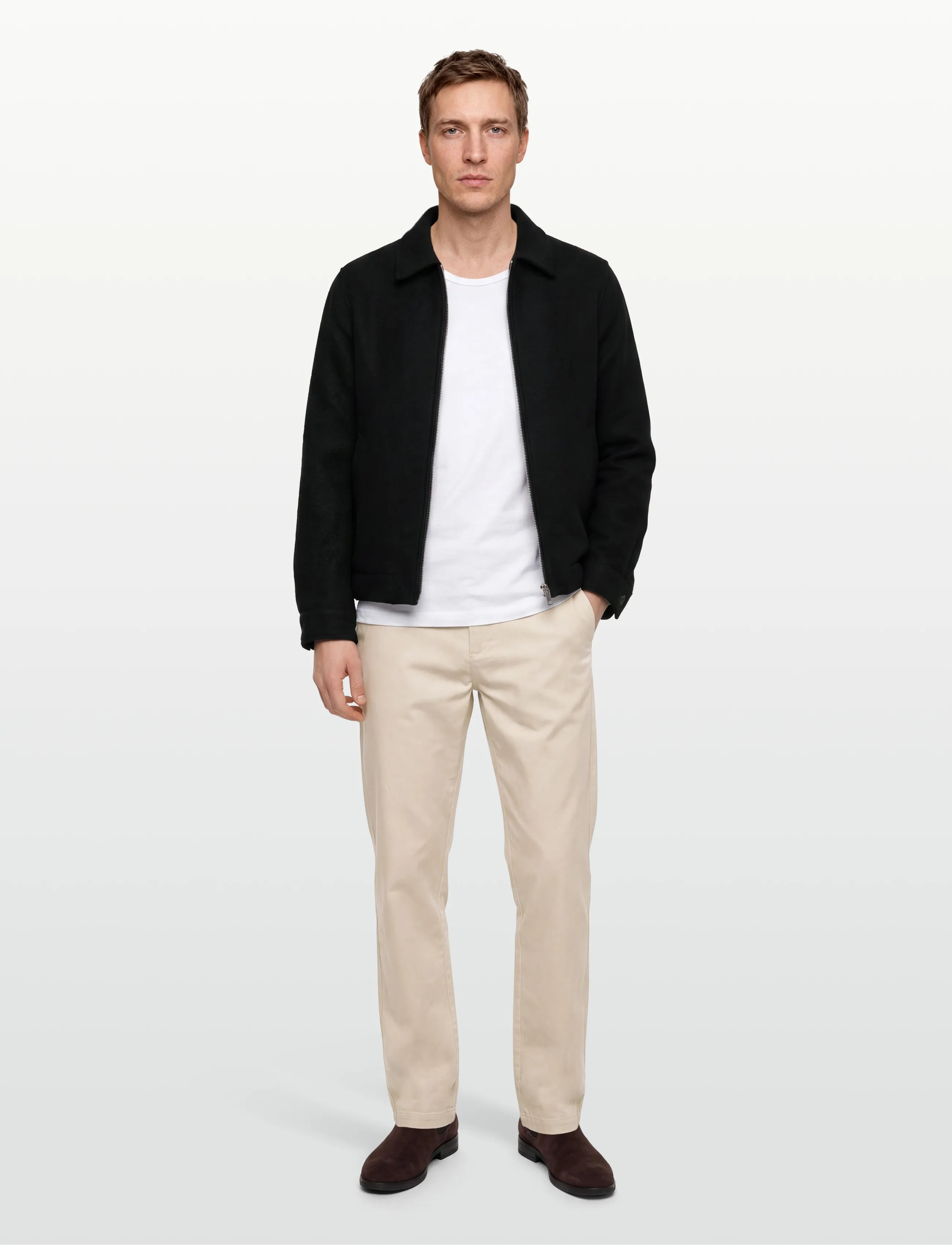 Lindbergh Wool Blend Zip Through Overshirt, S, Jackets, Schwarz - Light Männerswear