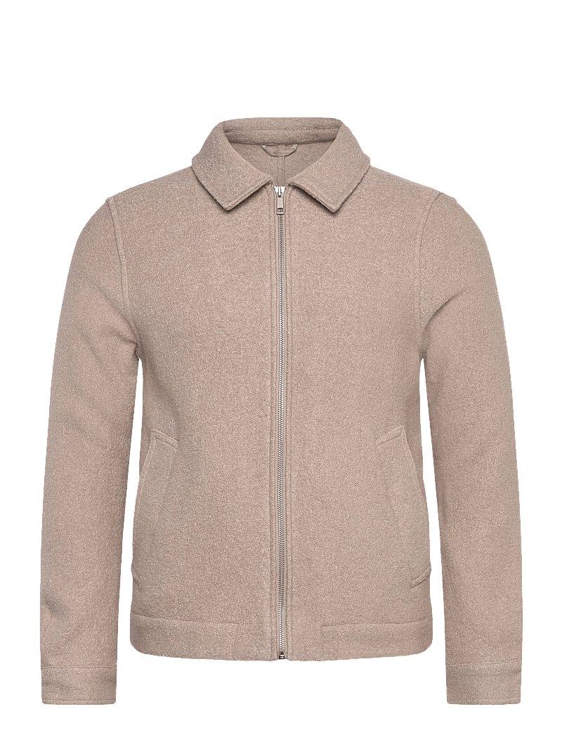 Lindbergh - Wool blend zip through overshirt - herbstjacken - lt stone - 0