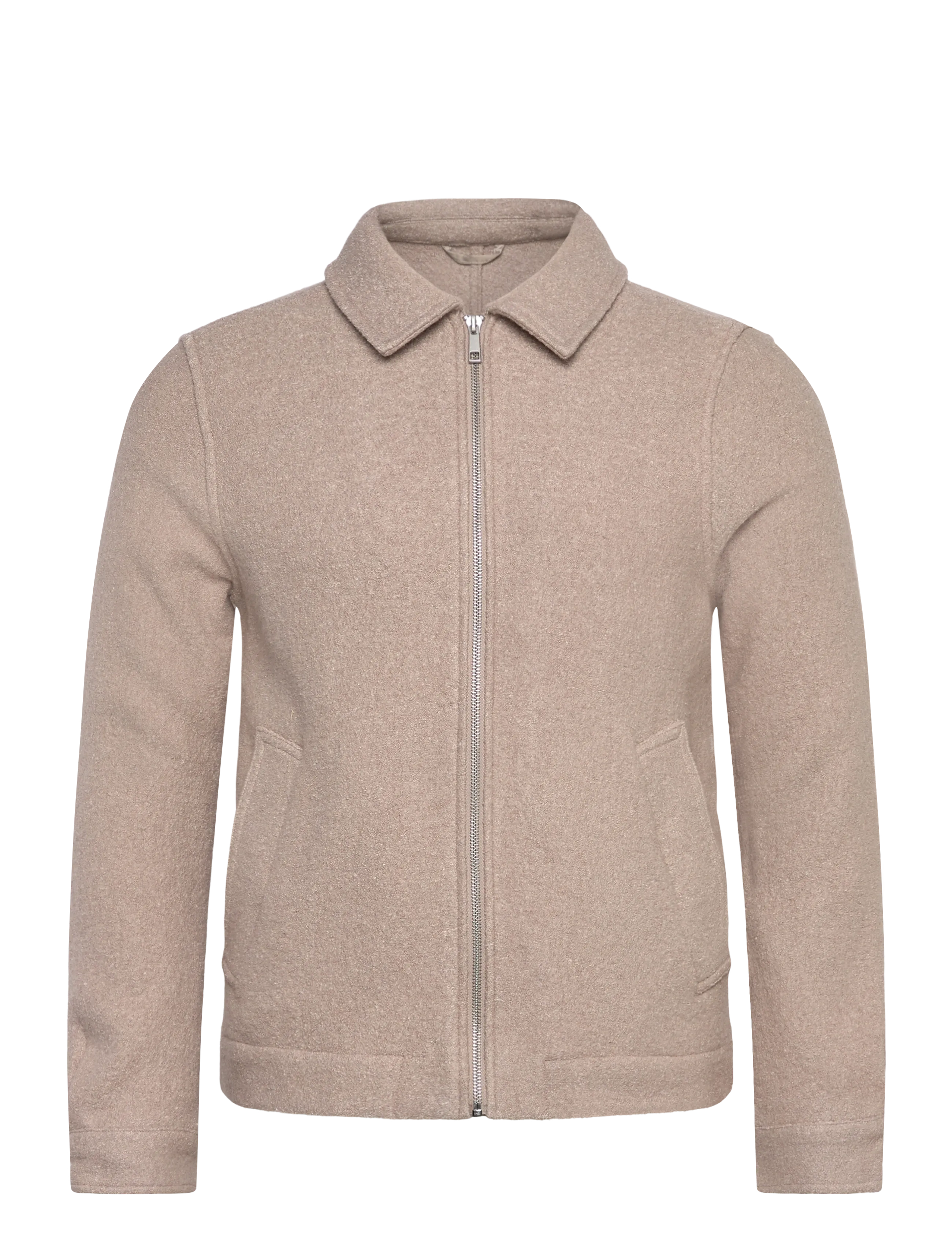 Lindbergh Wool blend zip through overshirt - Jackor - LT STONE / beige