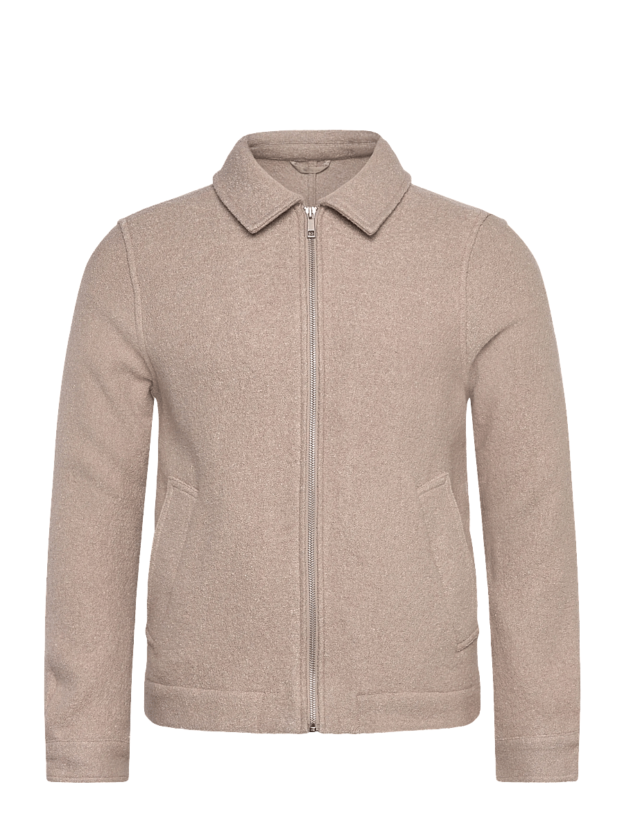 Lindbergh - Wool blend zip through overshirt - vårjackor - lt stone - 0
