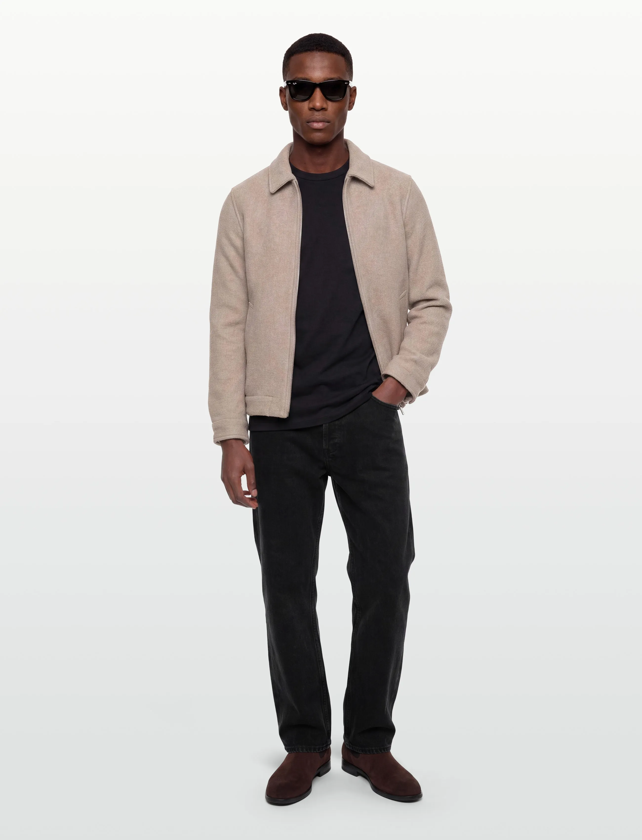 Lindbergh Wool Blend Zip Through Overshirt, XXL, Jackets, Beige - Light Männerswear