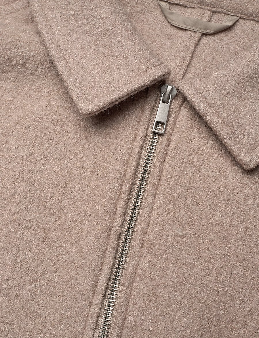 Lindbergh - Wool blend zip through overshirt - vårjackor - lt stone - 2