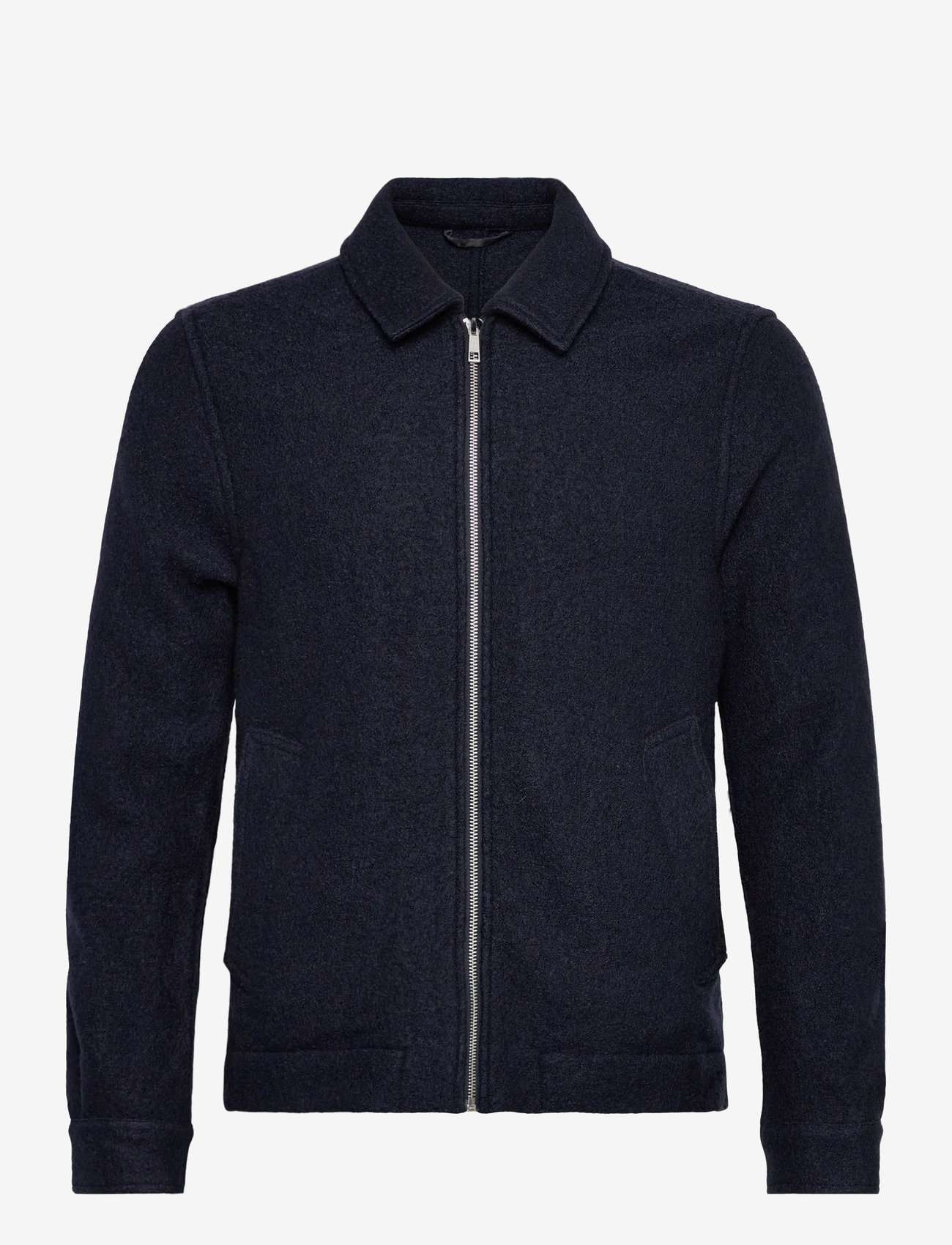 Lindbergh - Wool blend zip through overshirt - autumn clothing - navy - 0