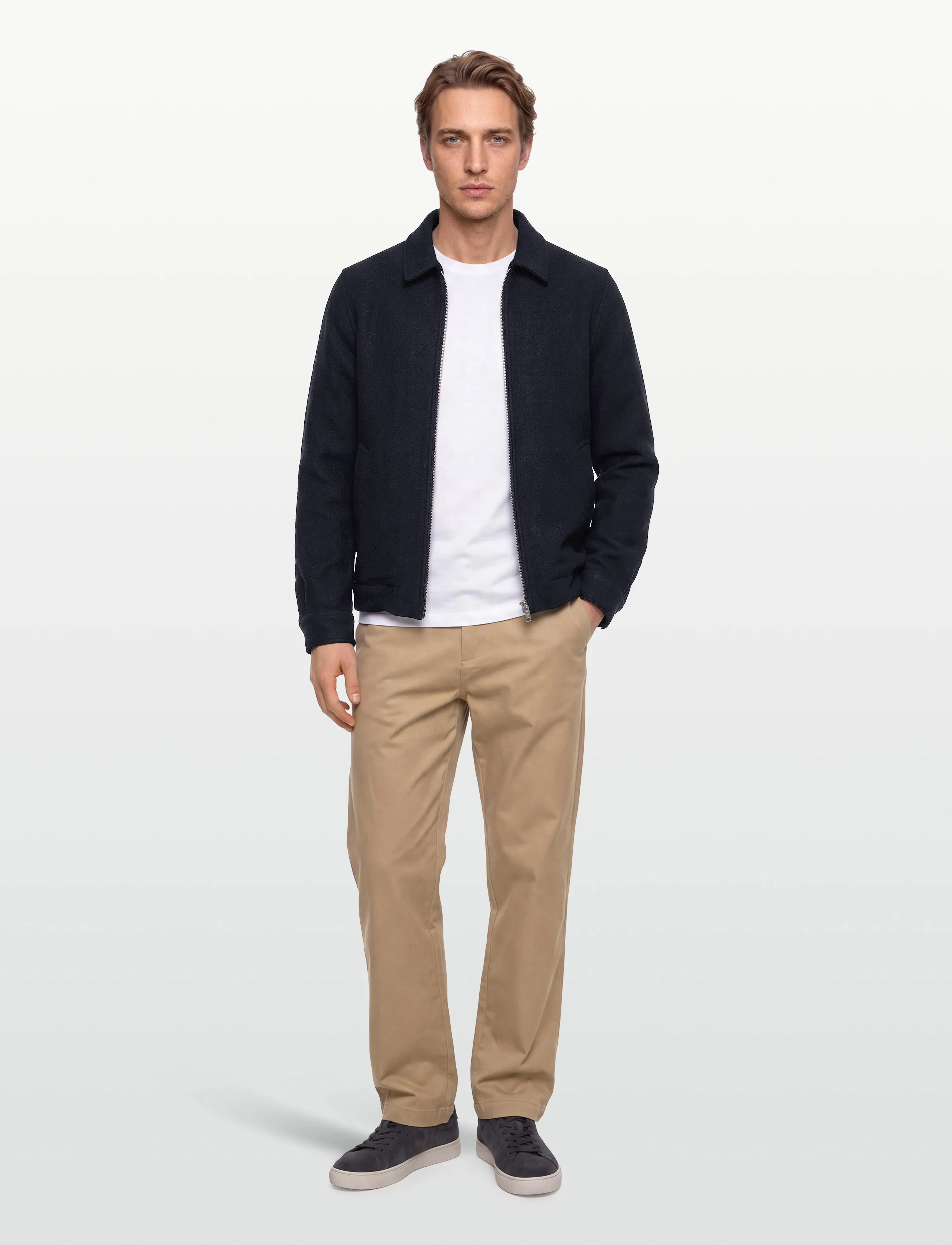Lindbergh Wool Blend Zip Through Overshirt, XXL, Jackets, Marineblau - Light Männerswear