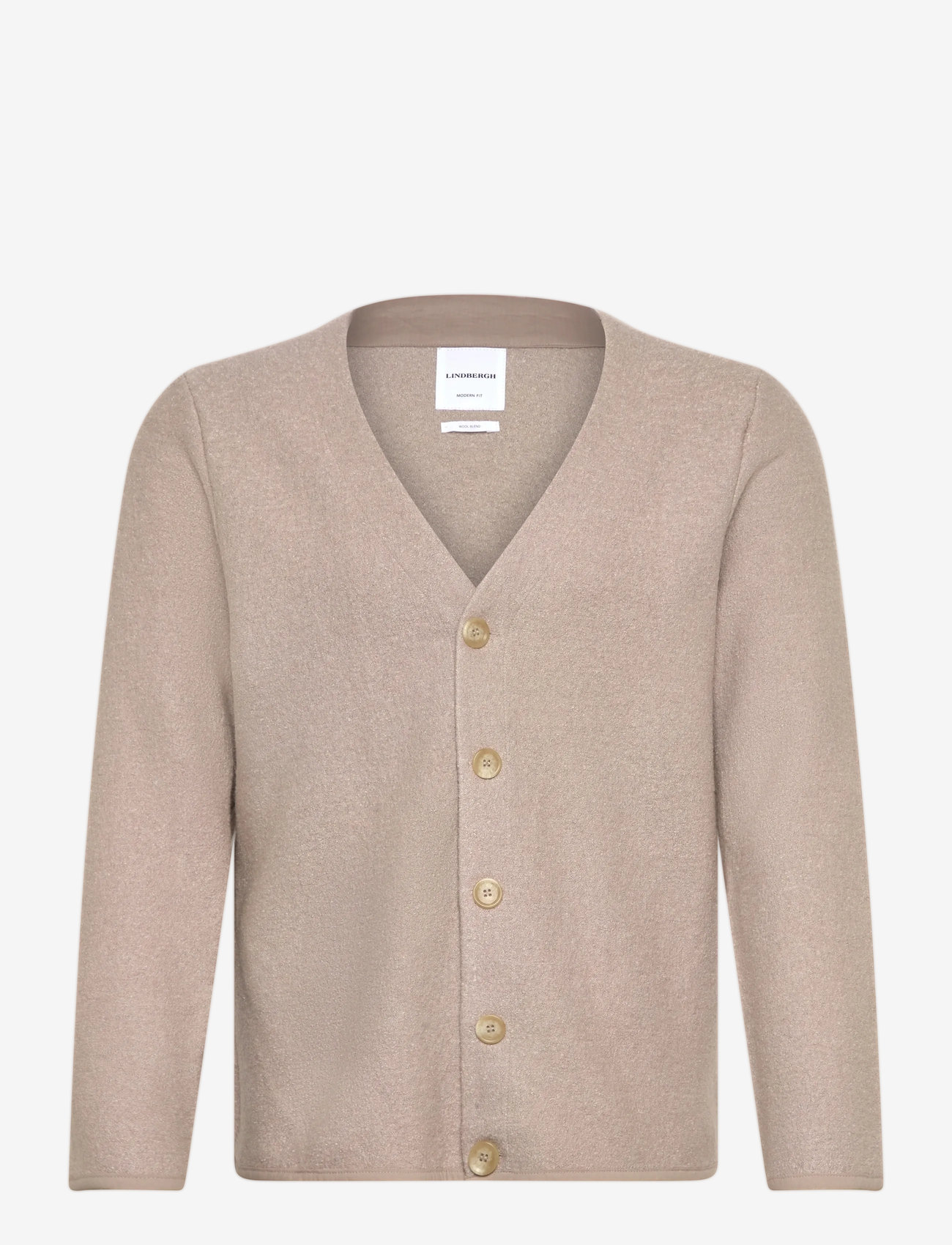 Lindbergh - Wool blend cardigan - cardigans - lt stone - 0