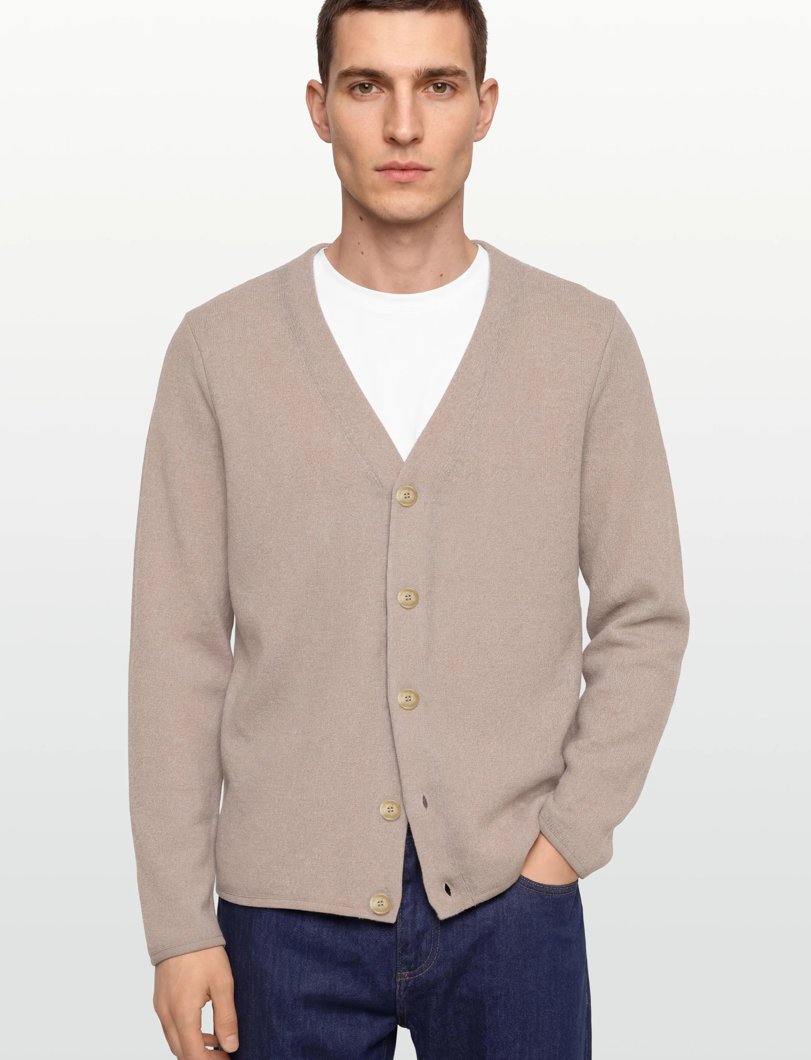 Lindbergh - Wool blend cardigan - cardigans - lt stone - 3