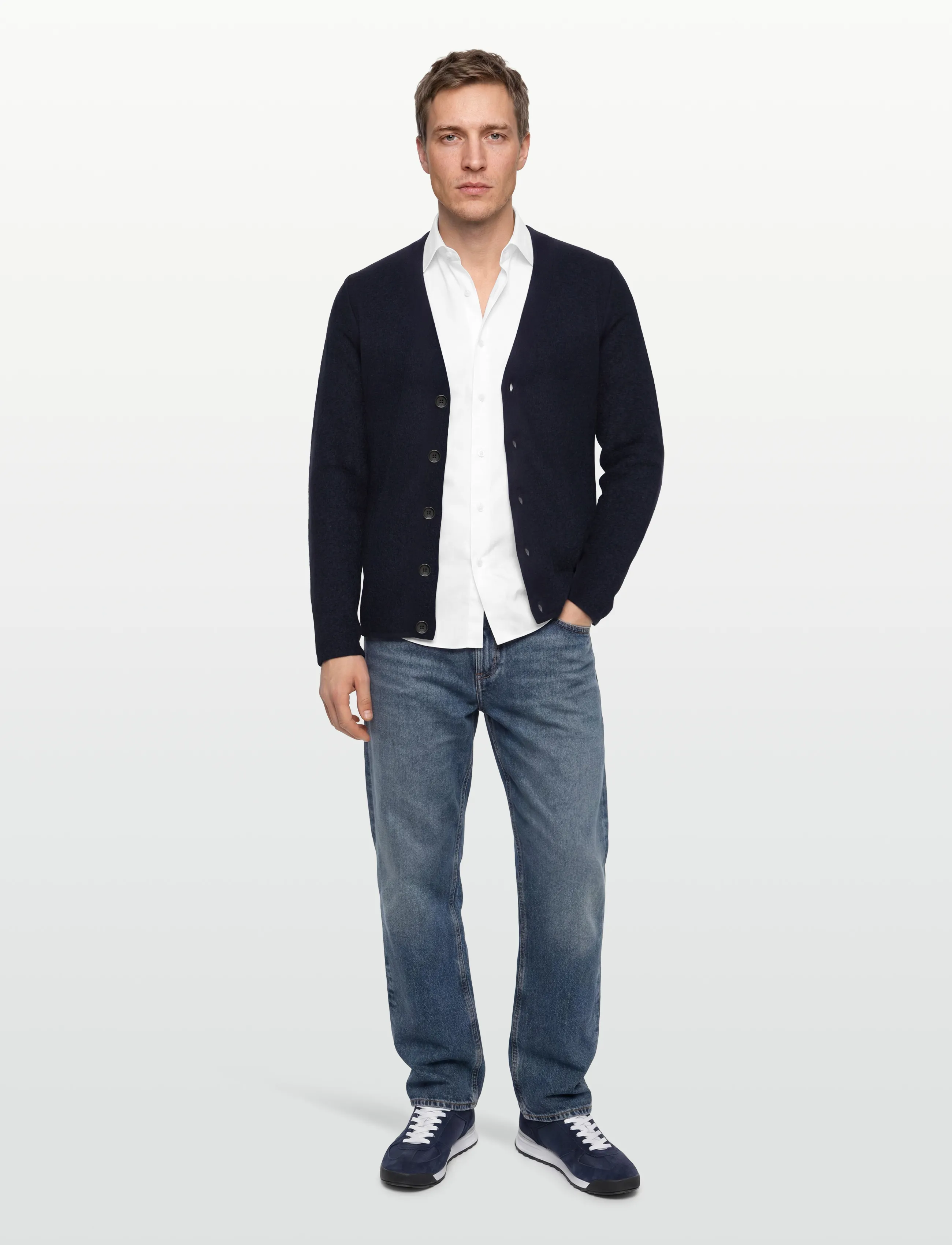 Lindbergh Wool Blend Cardigan, S, Knitwear, Marineblau - Cardigans, Männerswear
