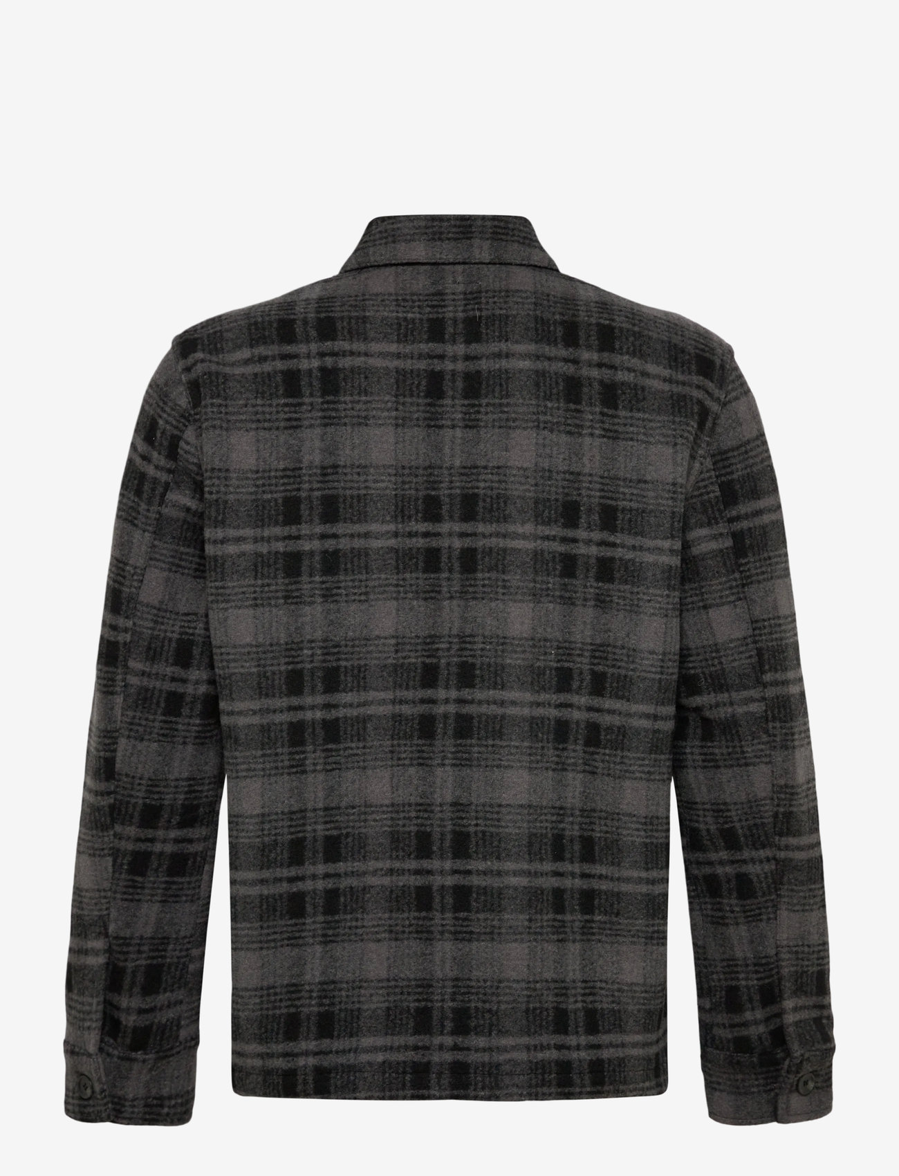 Lindbergh - Wool touch check overshirt - kollektioner - dk grey mel - 2