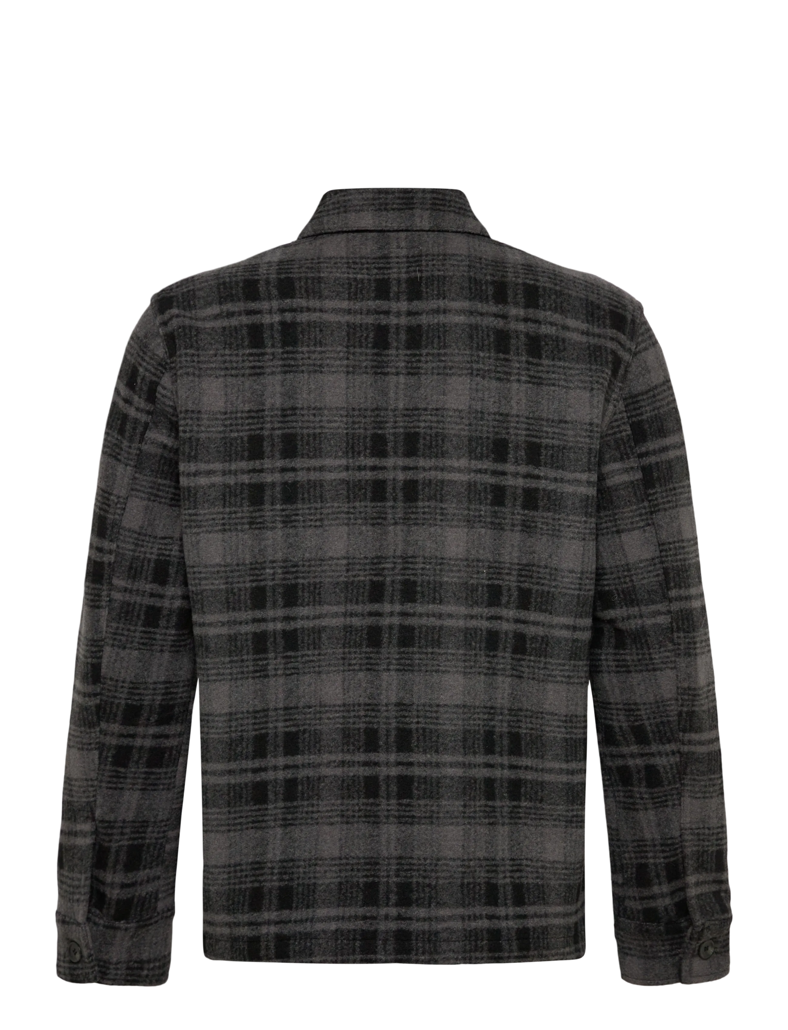 Lindbergh - Wool touch check overshirt - herren - dk grey mel - 2
