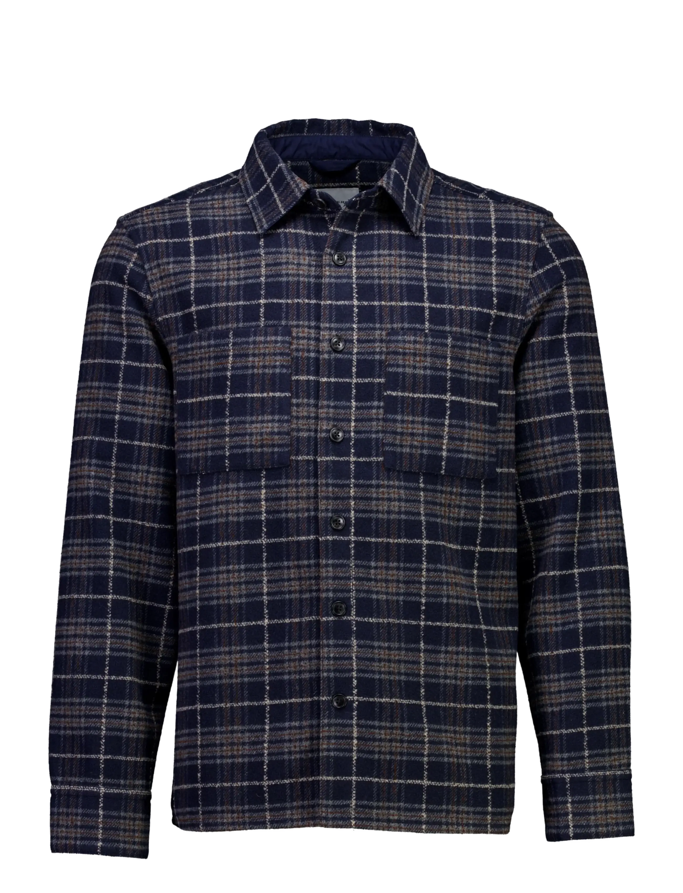 Lindbergh - Brushed check overshirt - navy - 1