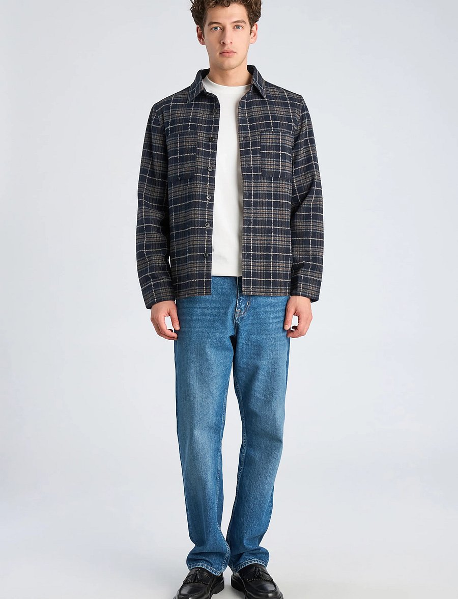 Lindbergh - Brushed check overshirt - navy - 0