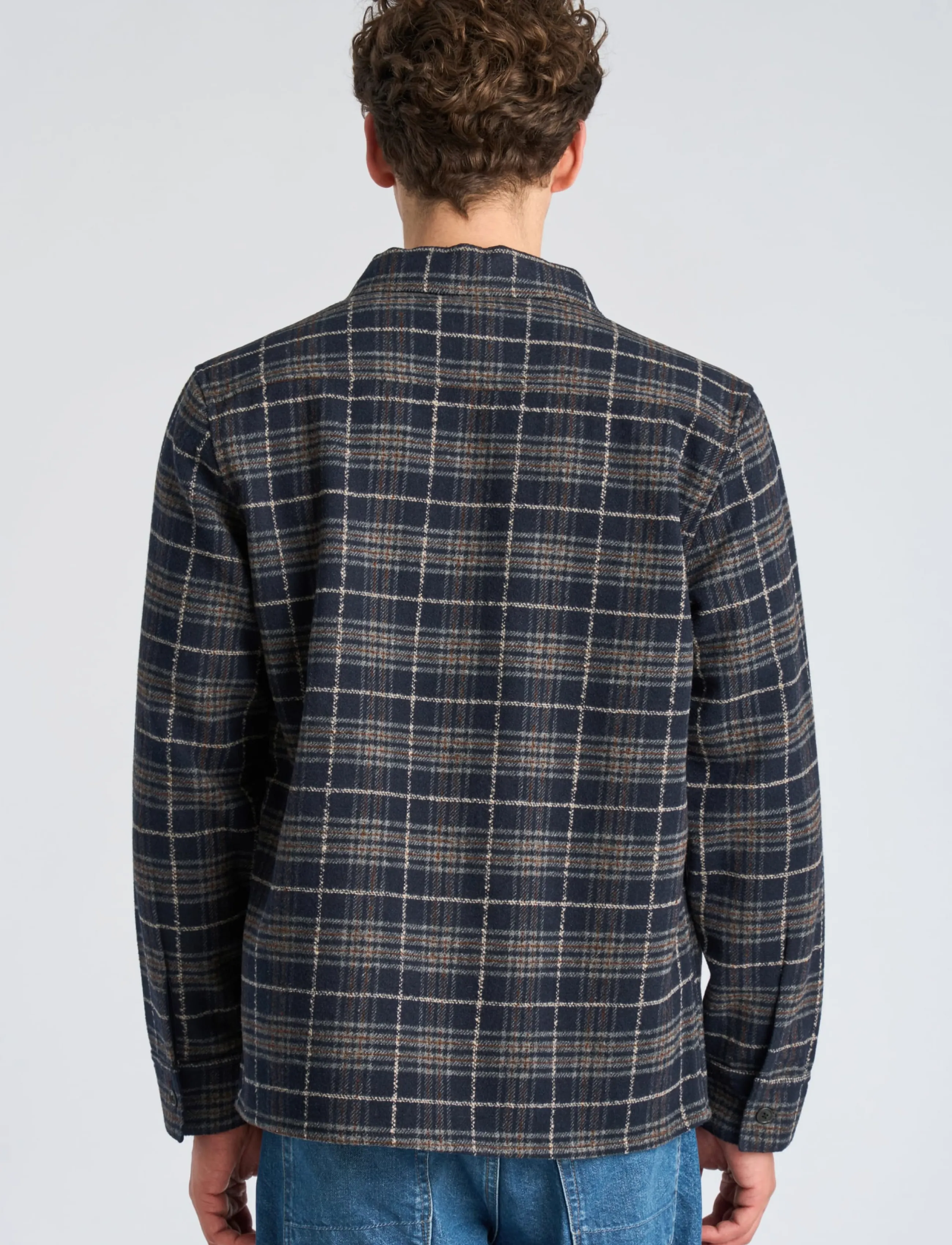 Lindbergh - Brushed check overshirt - navy - 4