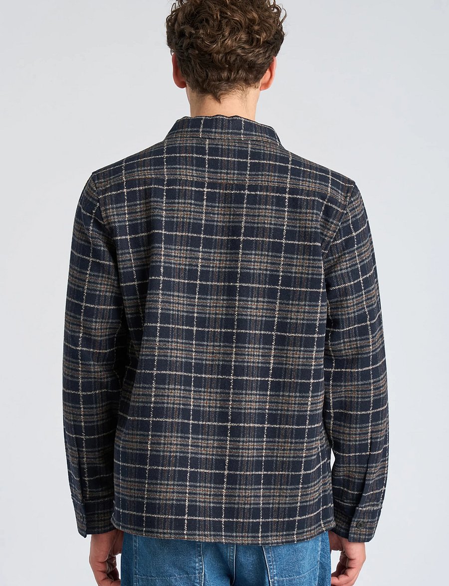 Lindbergh - Brushed check overshirt - navy - 4