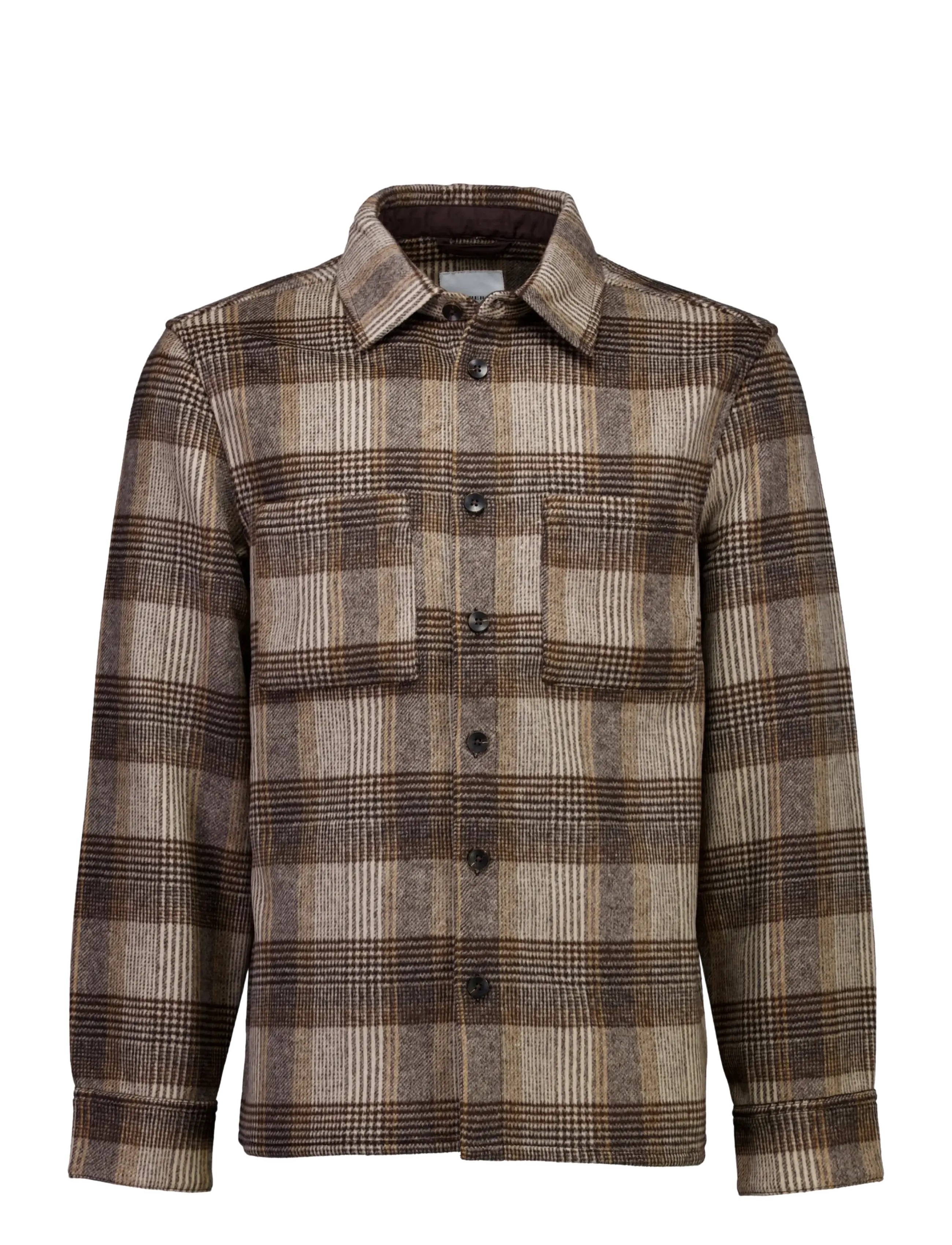 Lindbergh - Brushed check overshirt - jackets - brown - 1