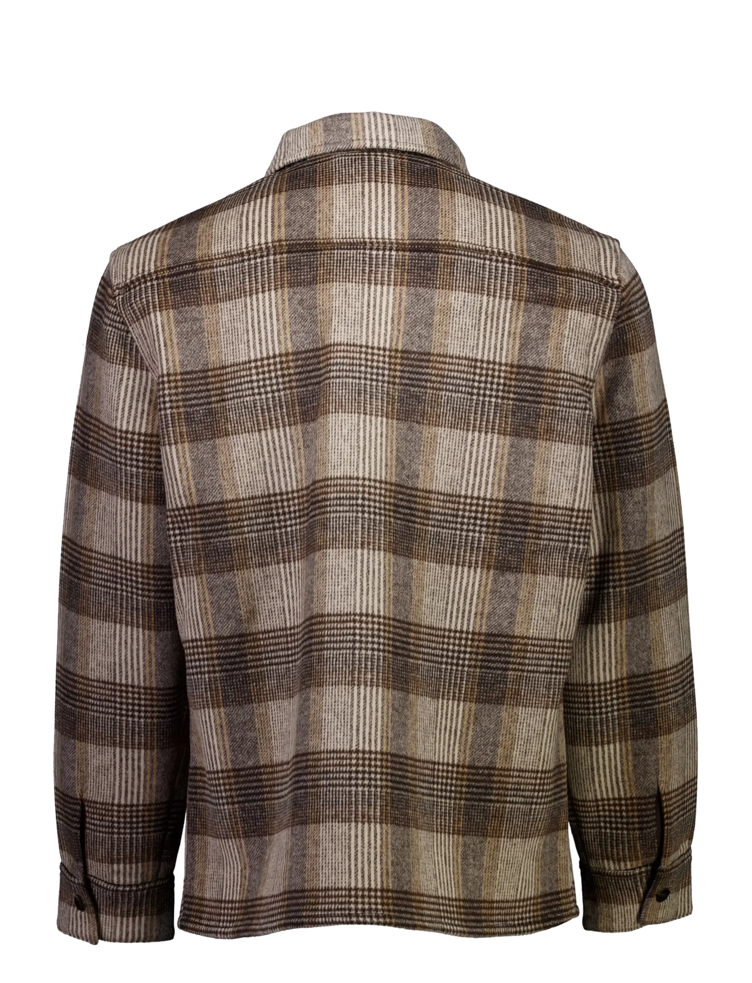 Lindbergh - Brushed check overshirt - jackets - brown - 2